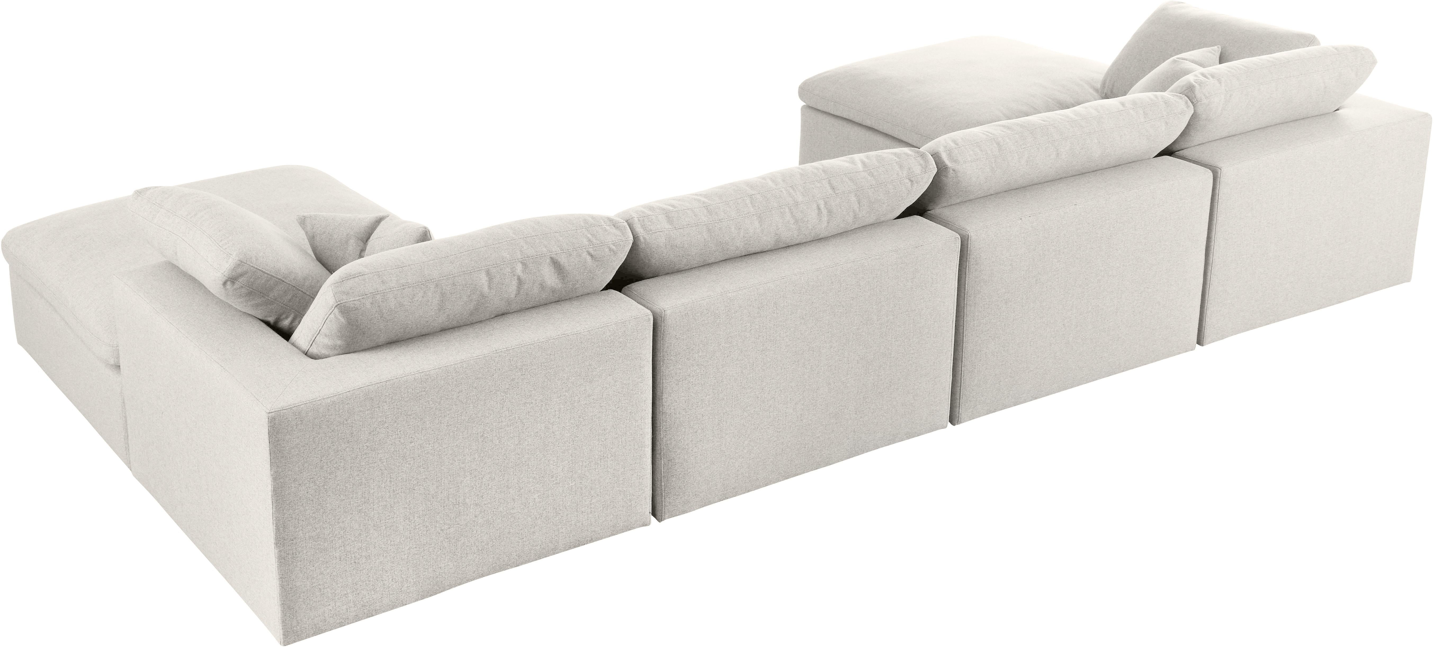 Serene Cream Linen Fabric Deluxe Cloud Modular Sectional - Luxury Home Furniture (MI)