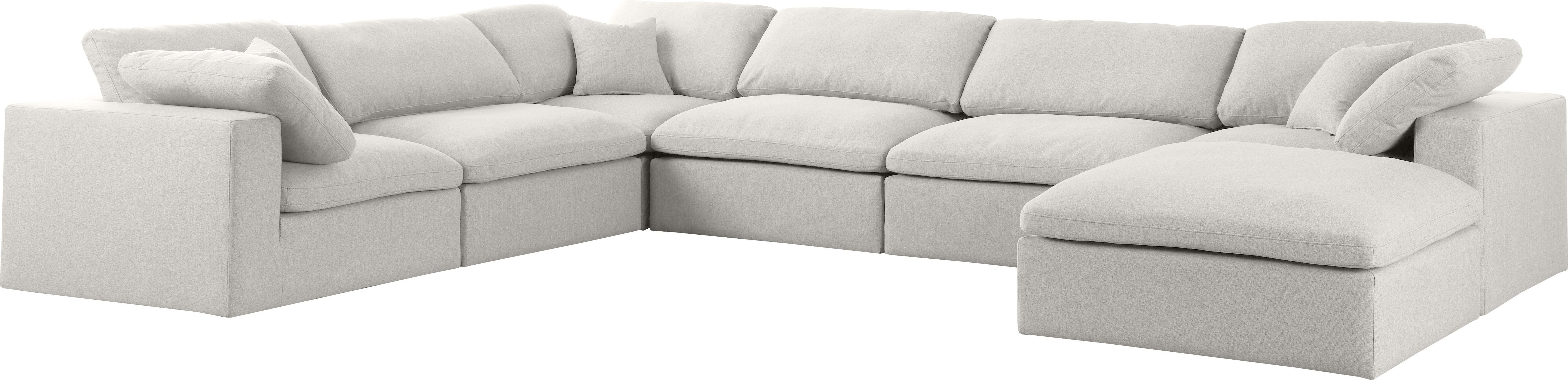 Serene Cream Linen Fabric Deluxe Cloud Modular Sectional - Luxury Home Furniture (MI)