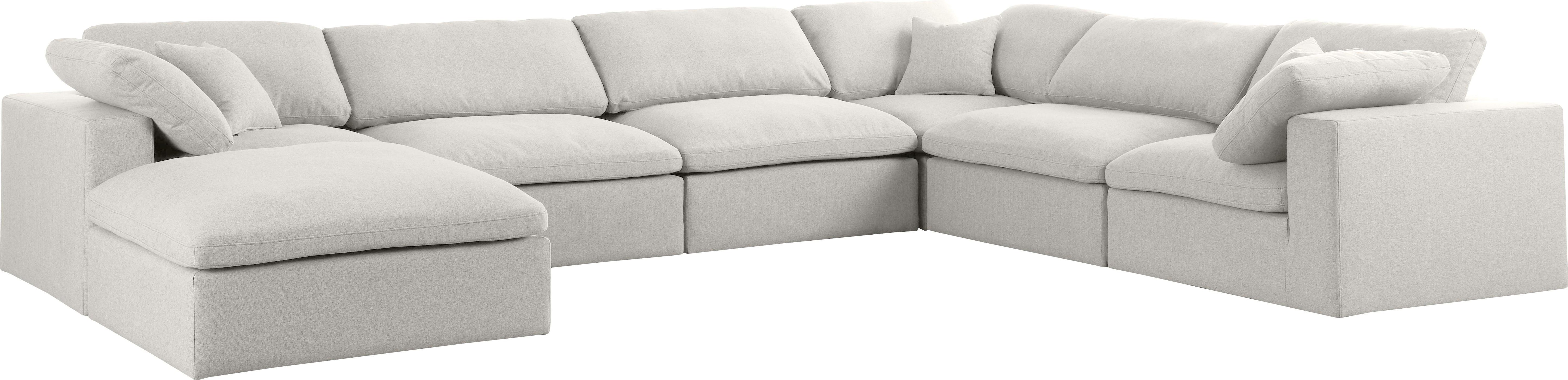 Serene Cream Linen Fabric Deluxe Cloud Modular Sectional - Luxury Home Furniture (MI)
