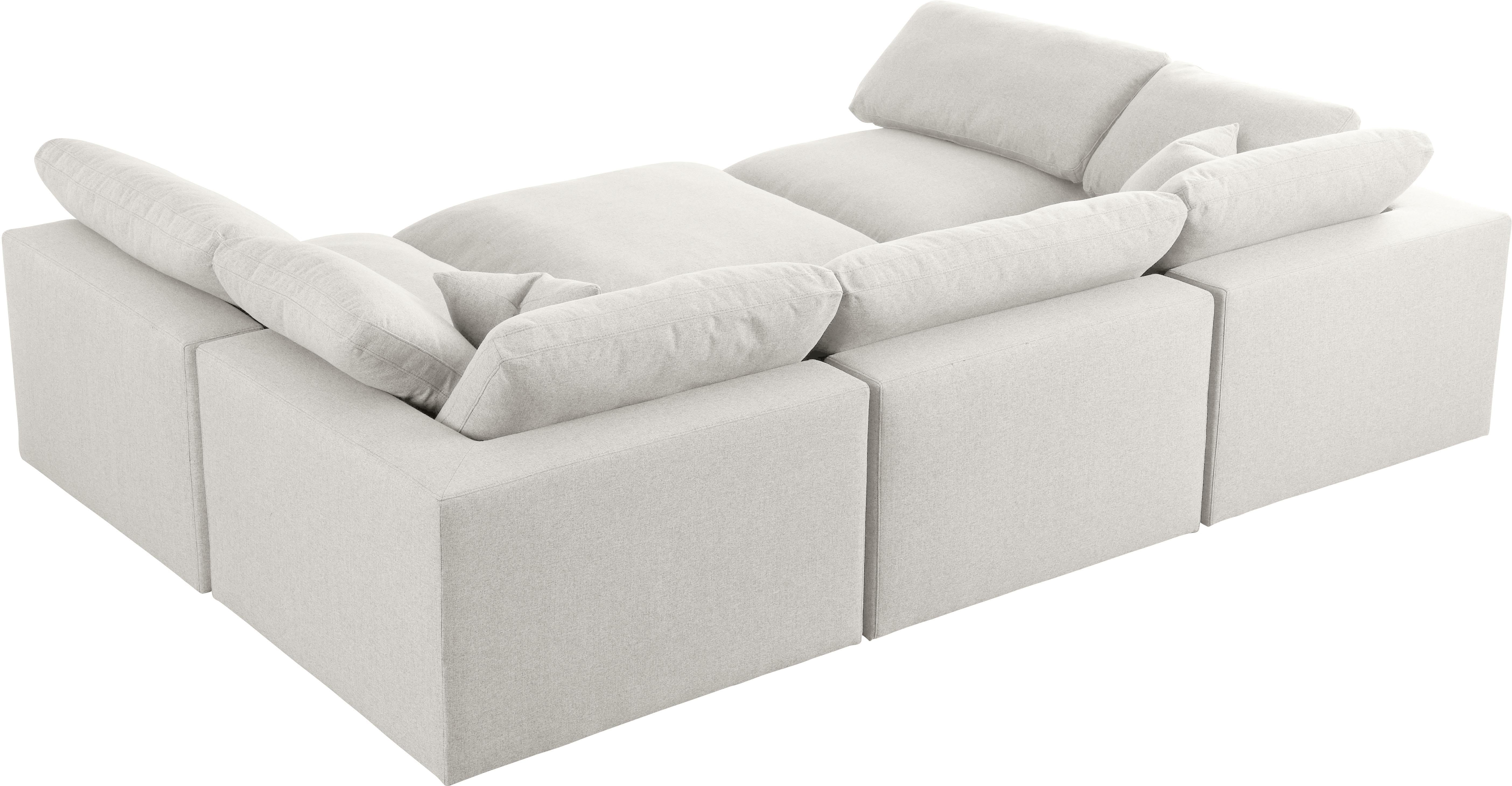 Serene Cream Linen Fabric Deluxe Cloud Modular Sectional - Luxury Home Furniture (MI)