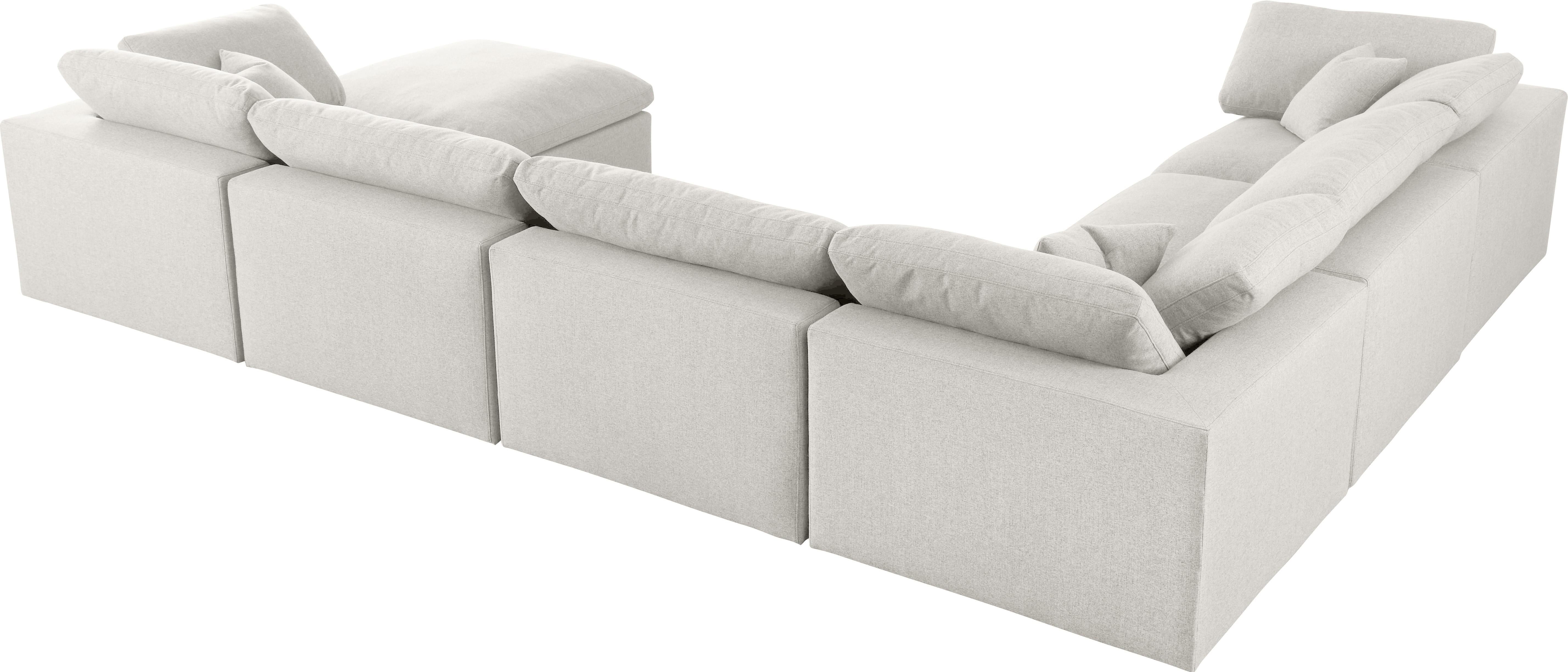 Serene Cream Linen Fabric Deluxe Cloud Modular Sectional - Luxury Home Furniture (MI)