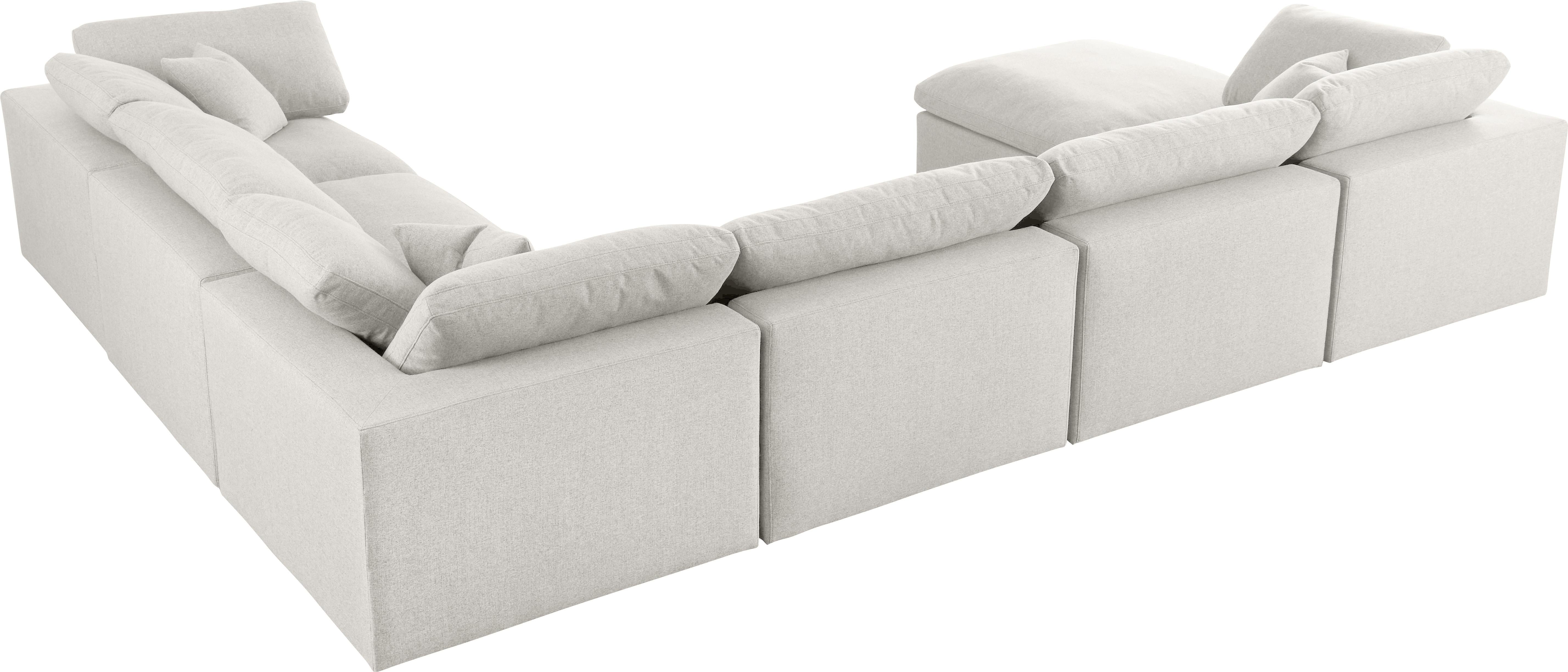 Serene Cream Linen Fabric Deluxe Cloud Modular Sectional - Luxury Home Furniture (MI)