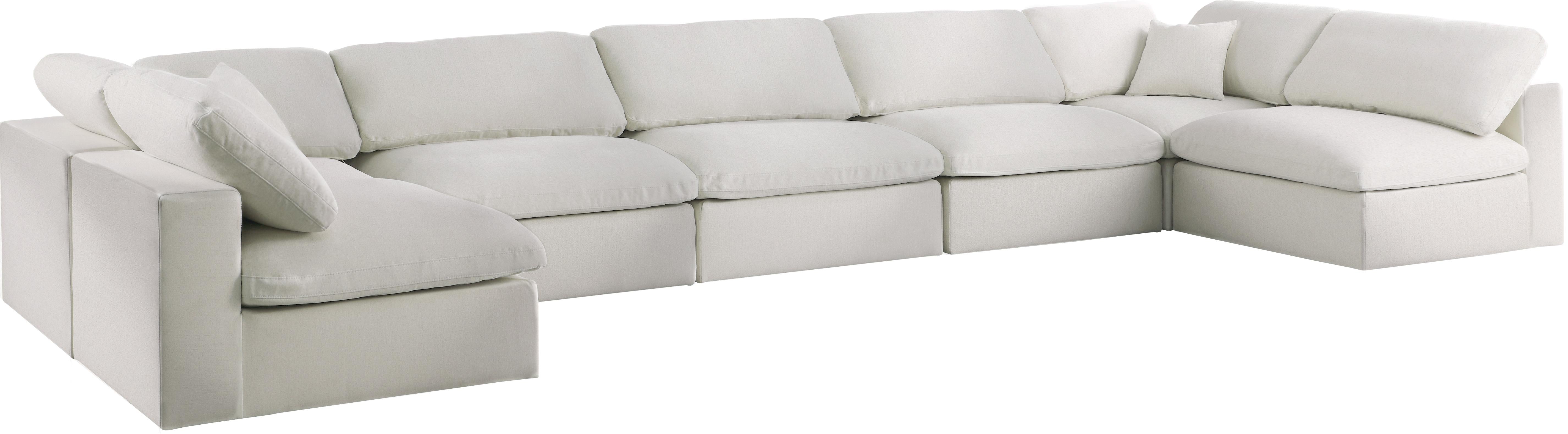 Serene Cream Linen Fabric Deluxe Cloud Modular Sectional - Luxury Home Furniture (MI)