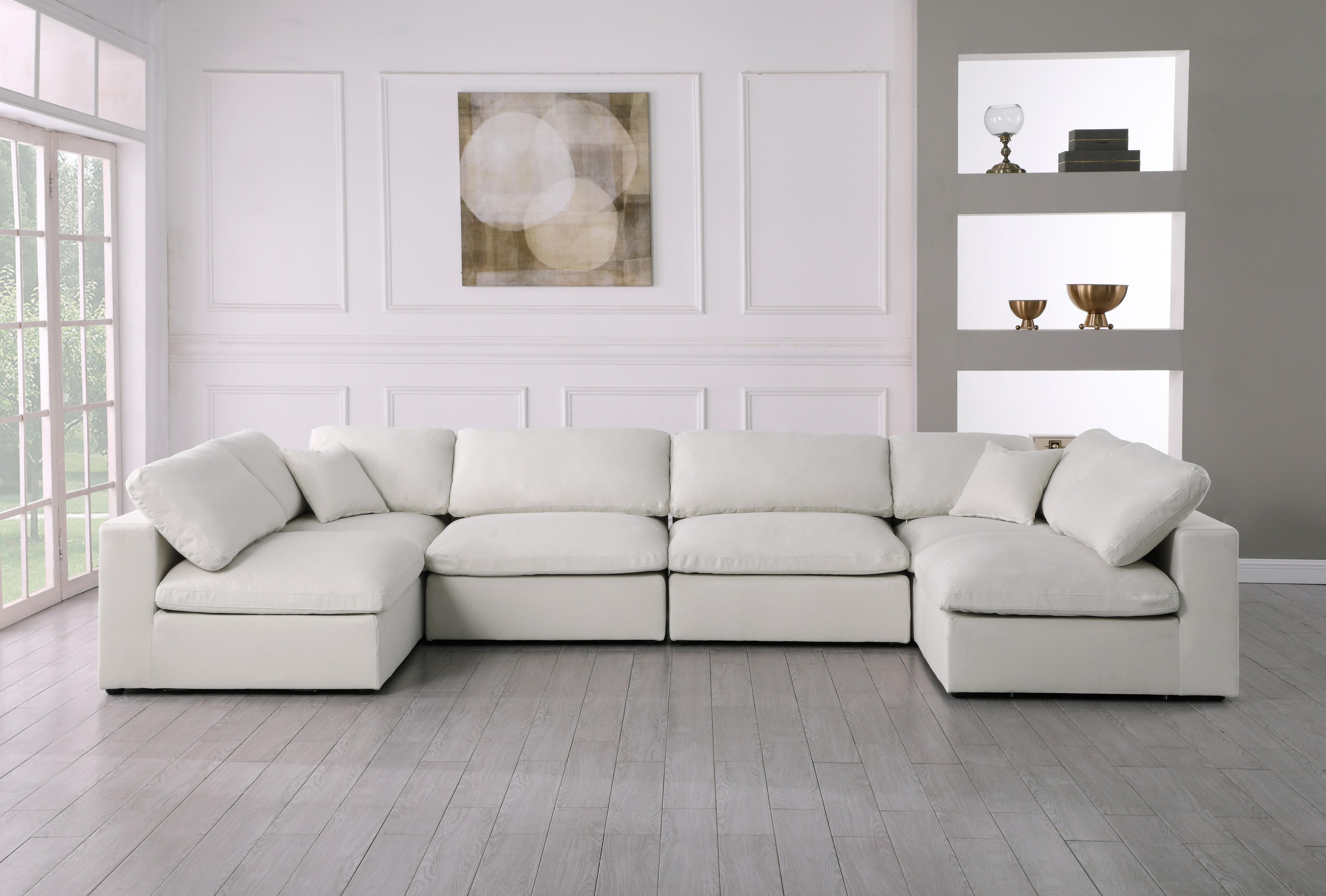 Serene Cream Linen Fabric Deluxe Cloud Modular Sectional - Luxury Home Furniture (MI)