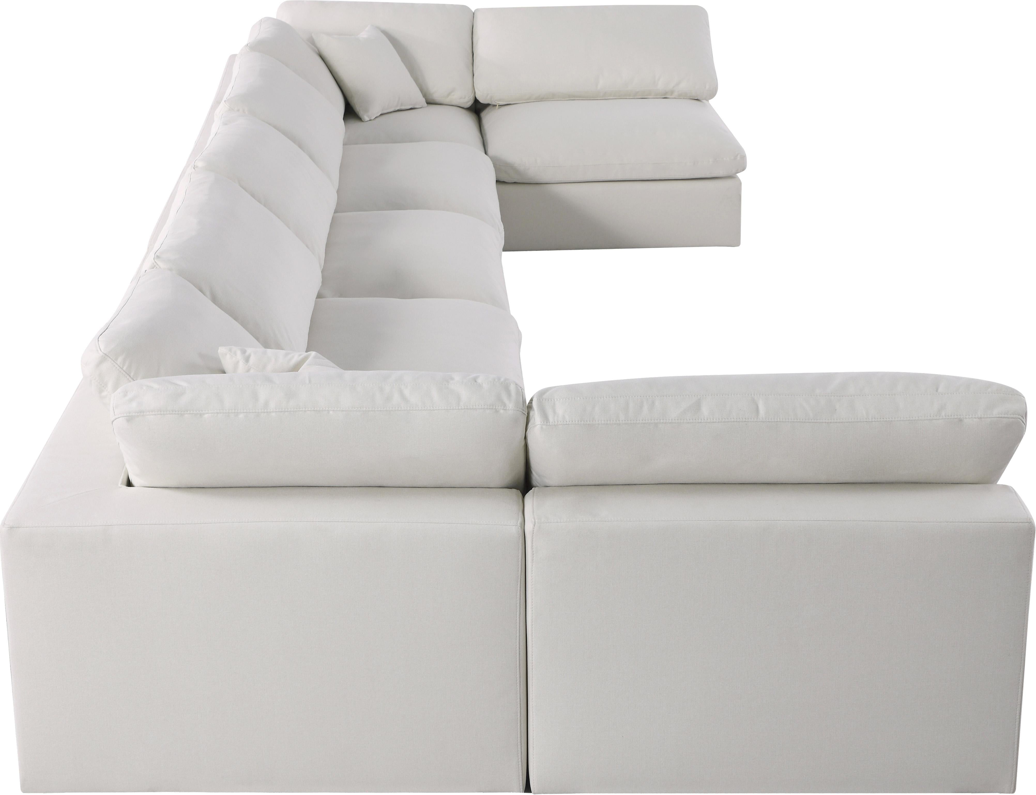 Serene Cream Linen Fabric Deluxe Cloud Modular Sectional - Luxury Home Furniture (MI)