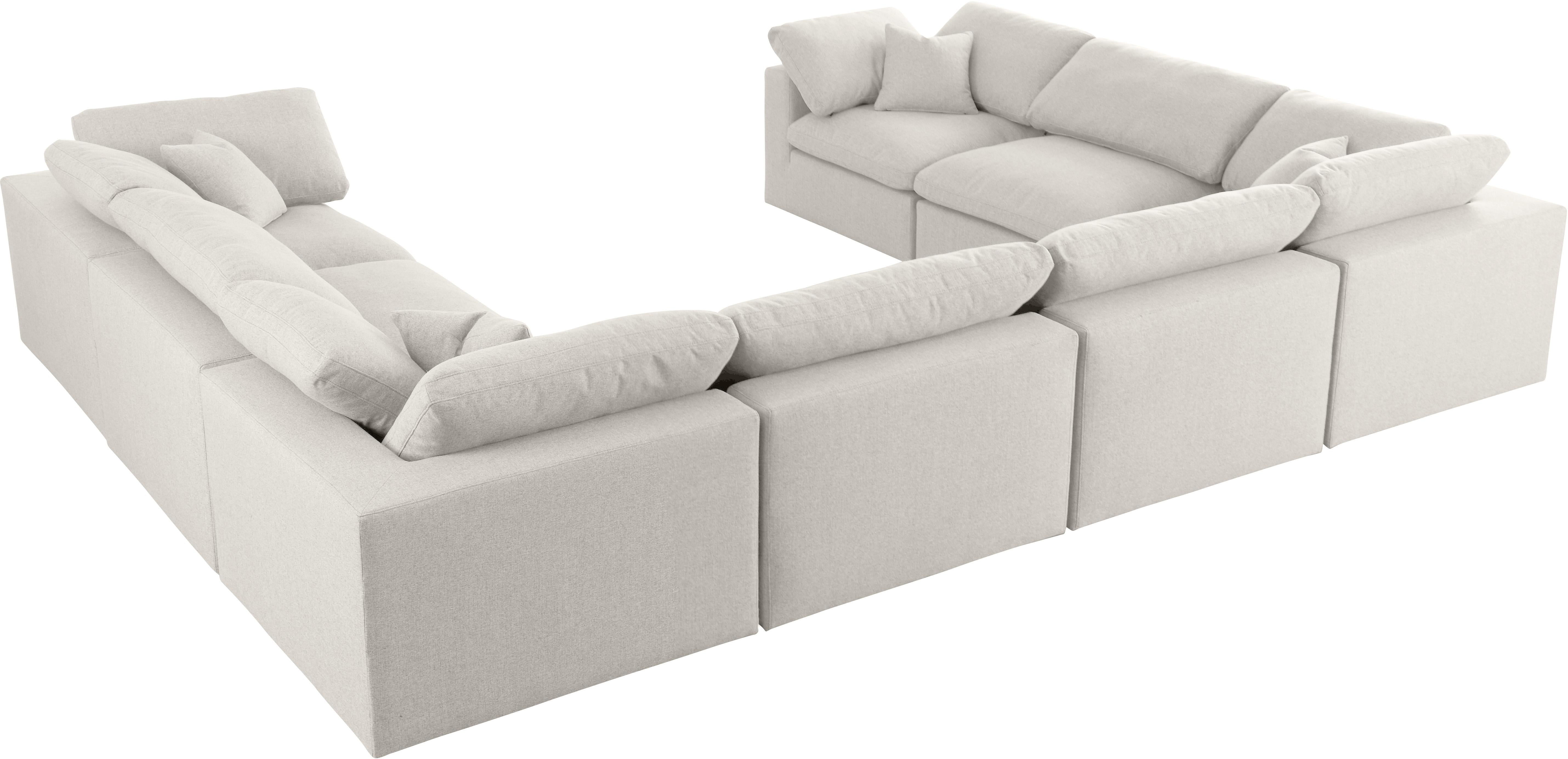 Serene Cream Linen Fabric Deluxe Cloud Modular Sectional - Luxury Home Furniture (MI)