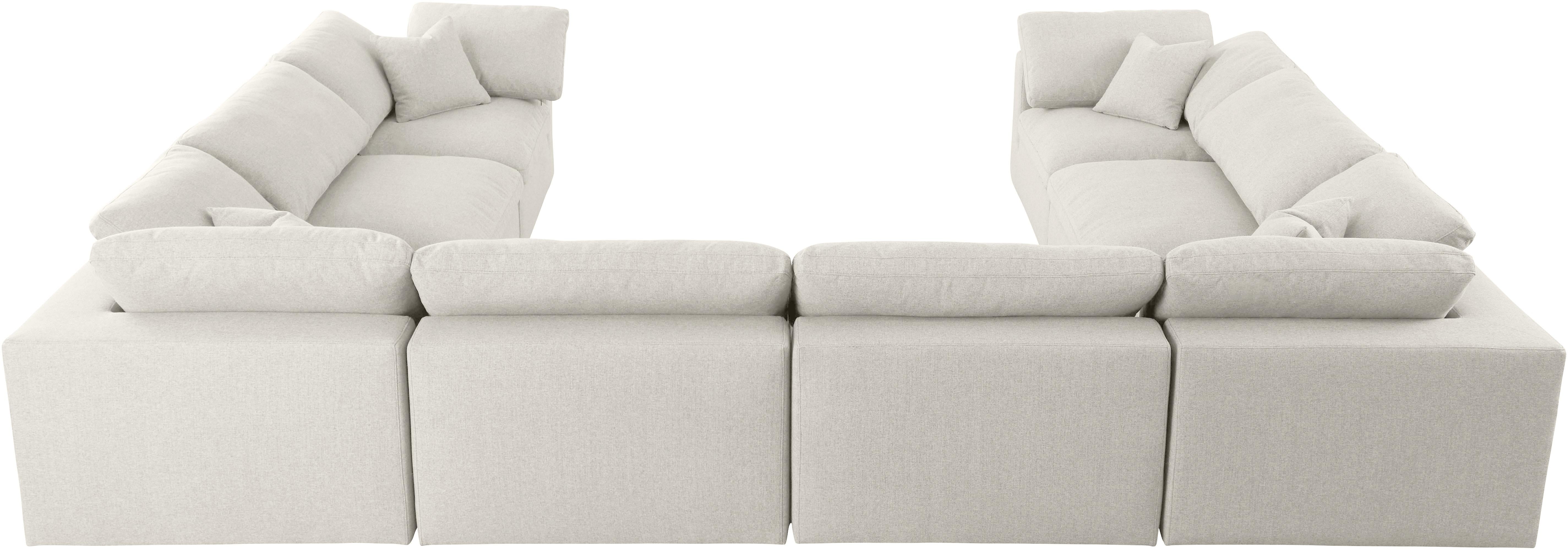 Serene Cream Linen Fabric Deluxe Cloud Modular Sectional - Luxury Home Furniture (MI)