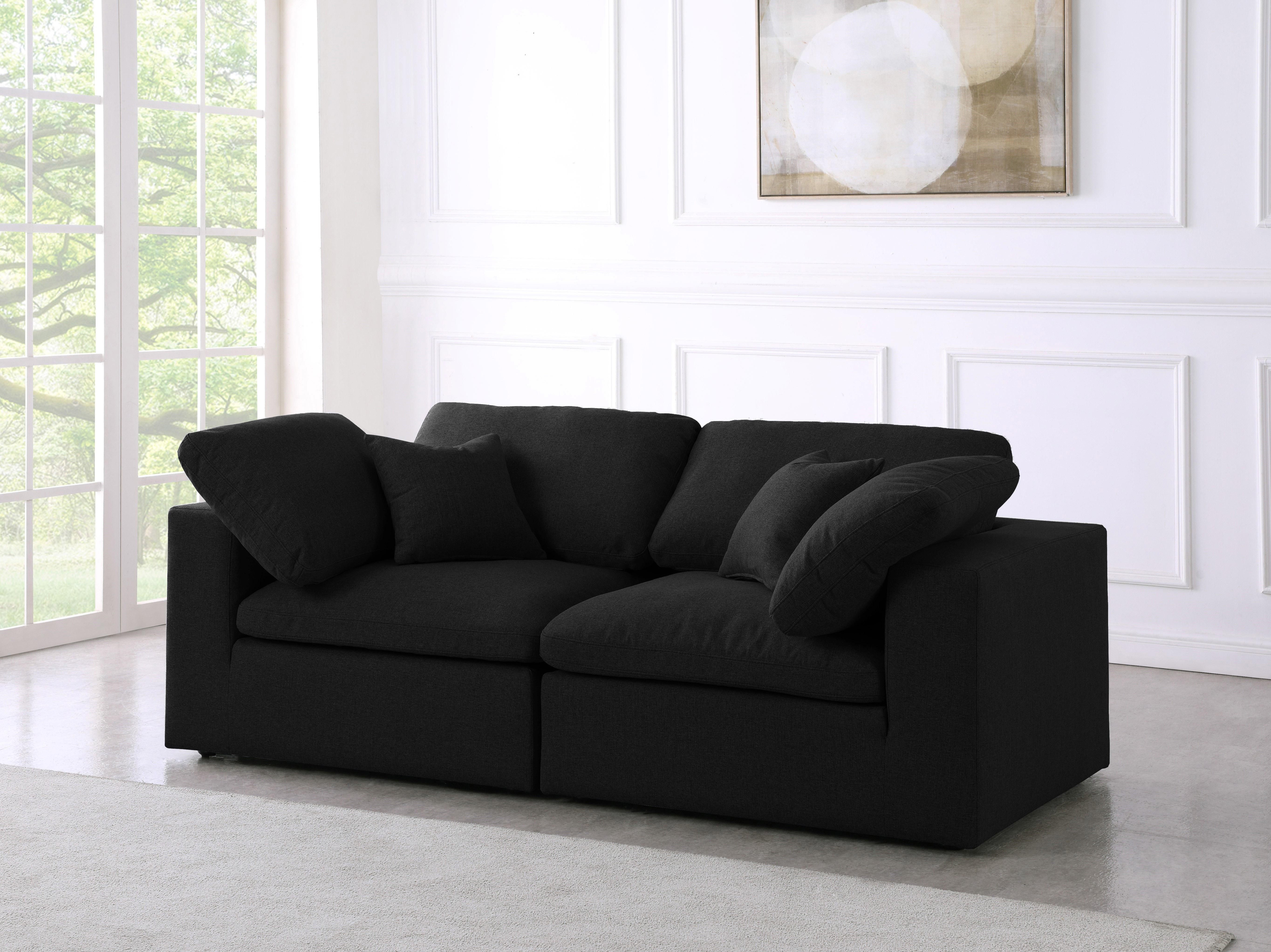 Serene Black Linen Fabric Deluxe Cloud Modular Sofa - Luxury Home Furniture (MI)