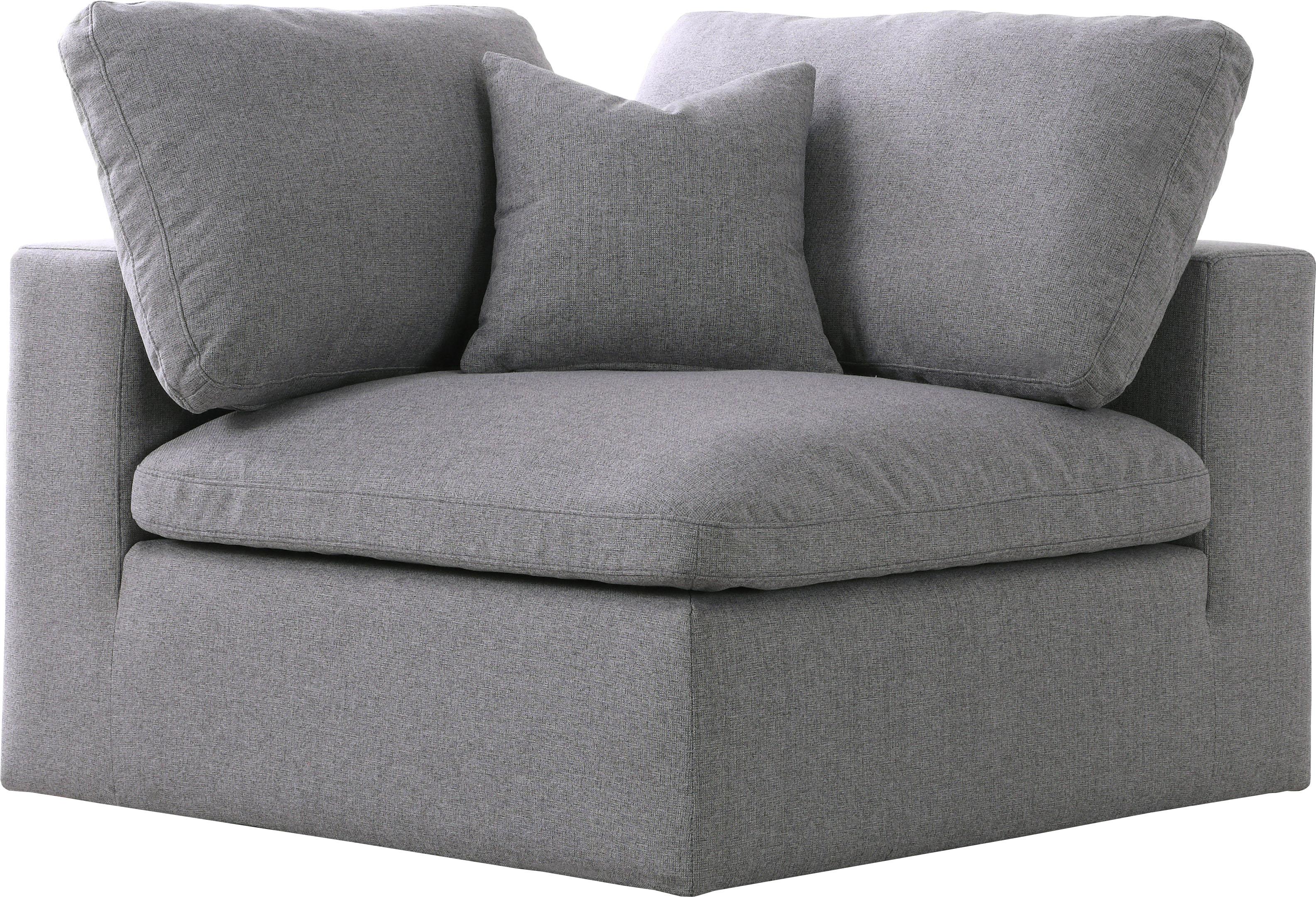 Serene Grey Linen Fabric Deluxe Cloud Corner Chair - Luxury Home Furniture (MI)