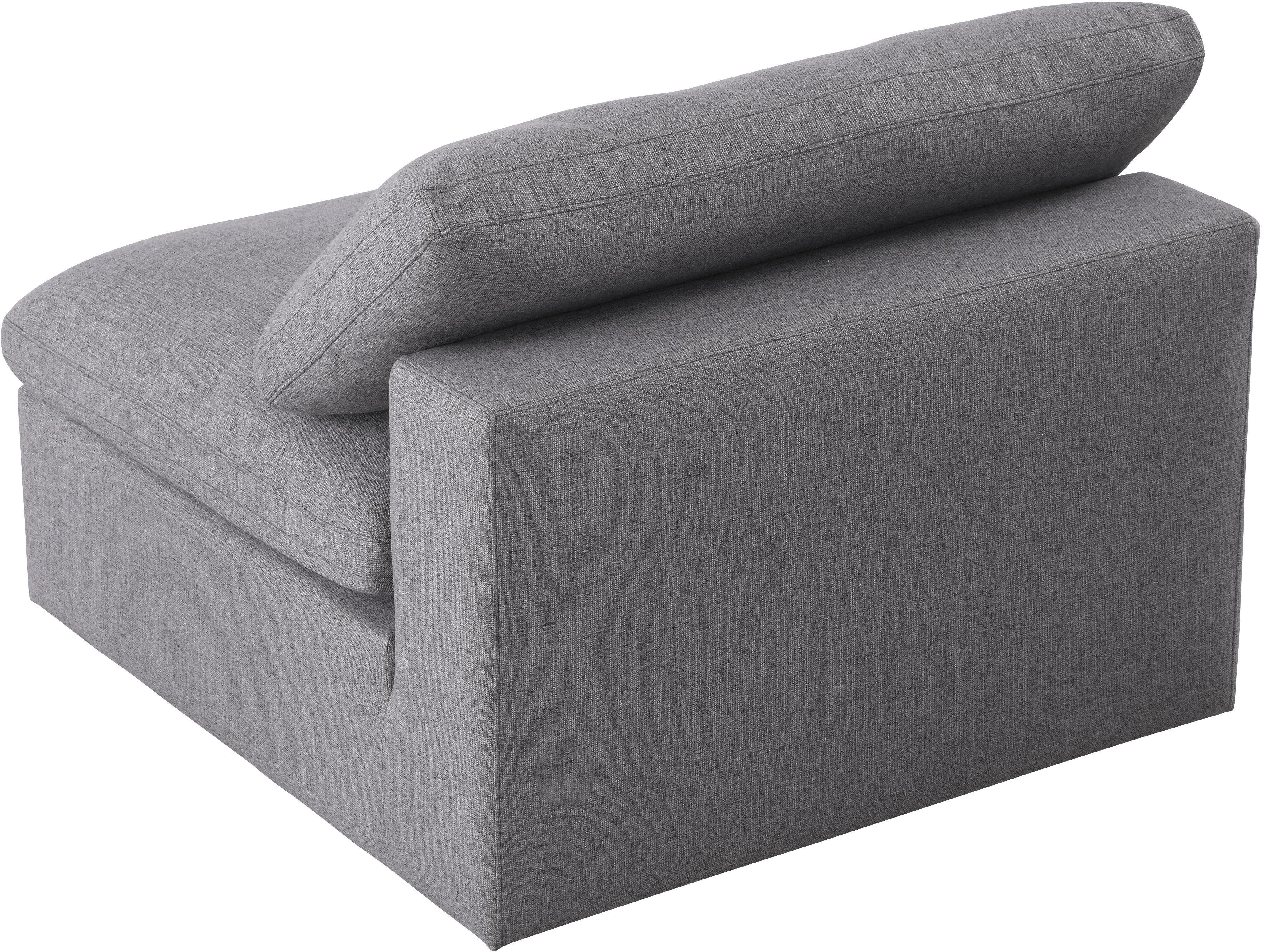 Serene Grey Linen Fabric Deluxe Cloud Armless Chair - Luxury Home Furniture (MI)