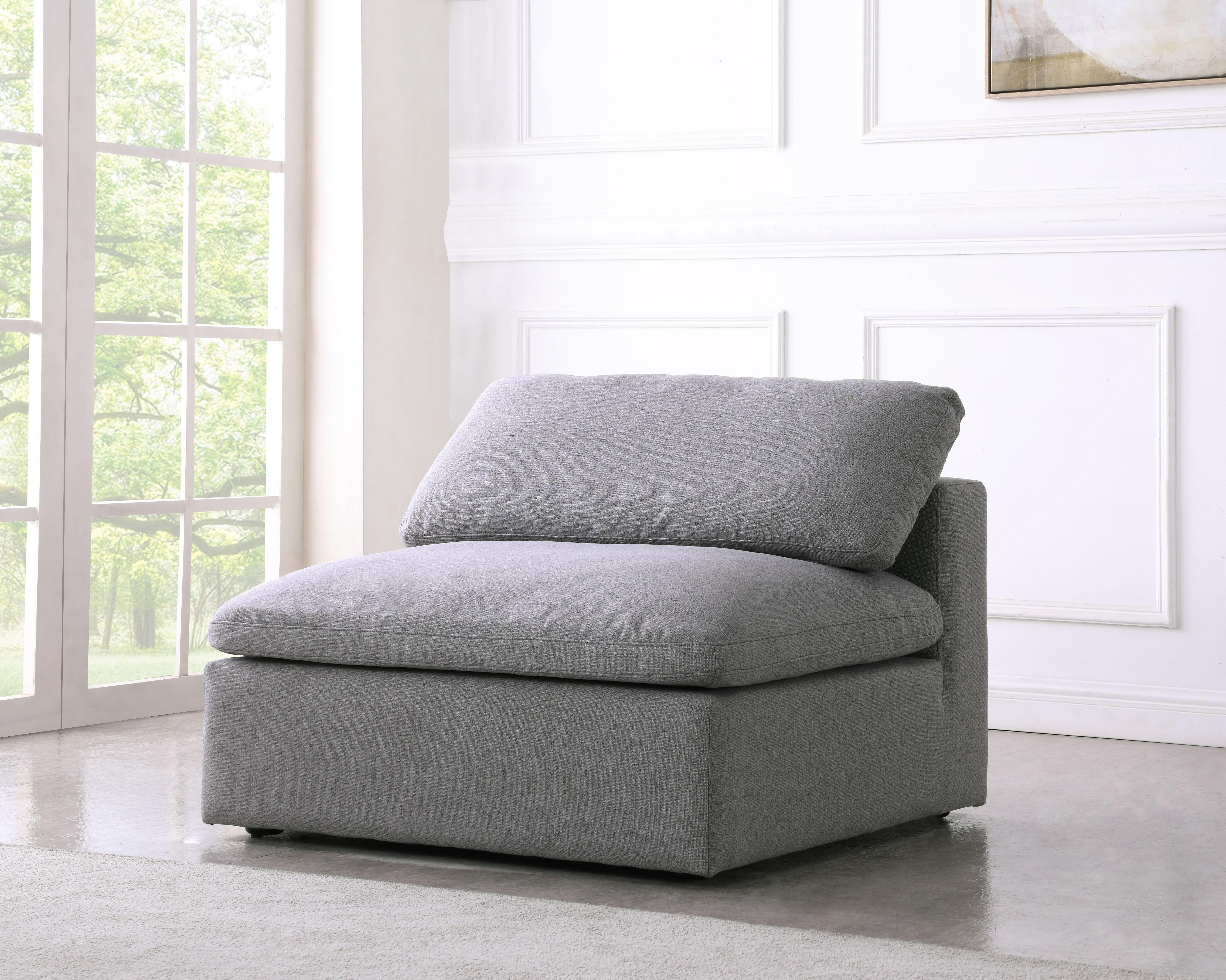 Serene Grey Linen Fabric Deluxe Cloud Armless Chair - Luxury Home Furniture (MI)