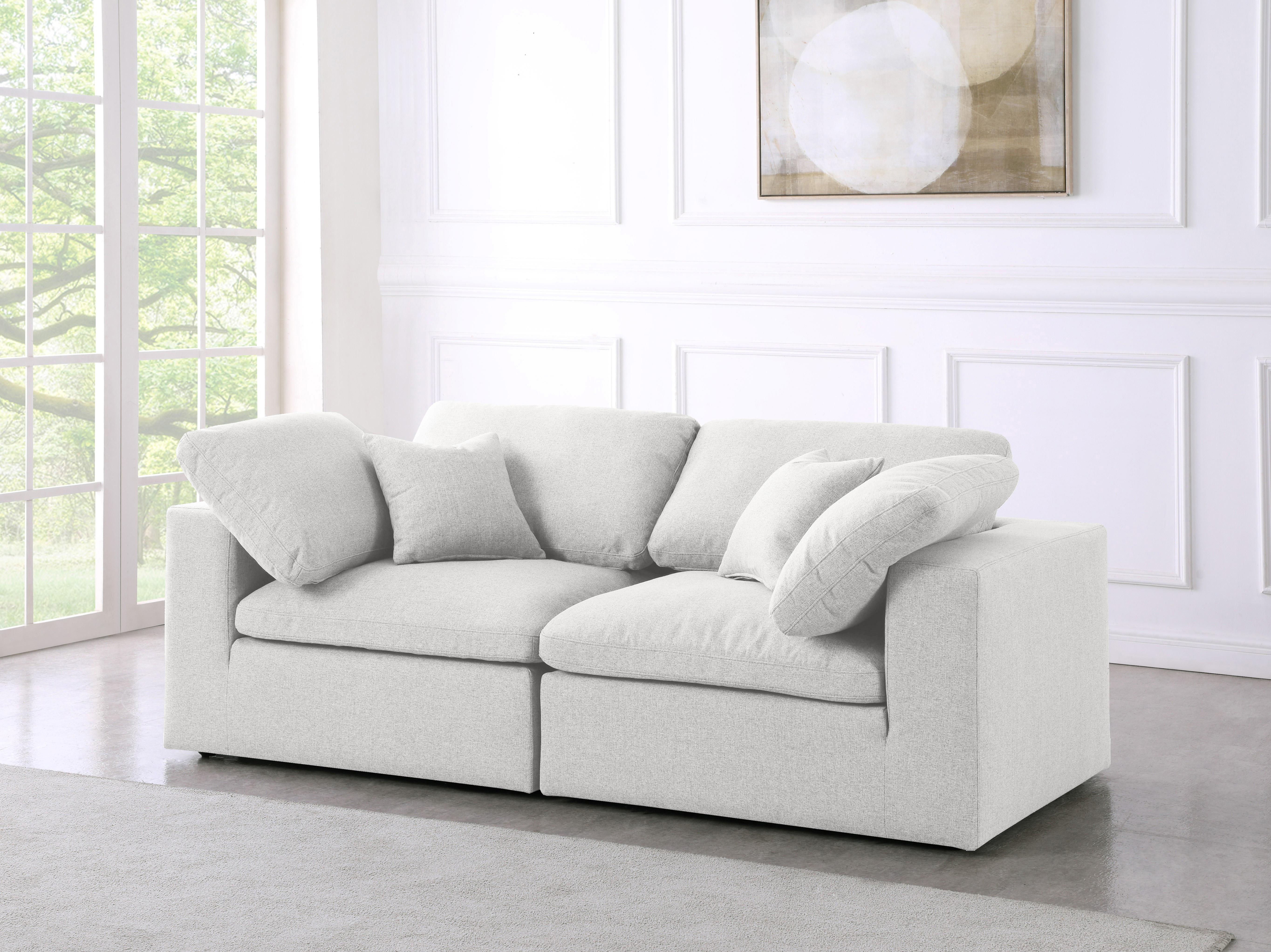 Serene Cream Linen Fabric Deluxe Cloud Modular Sofa - Luxury Home Furniture (MI)
