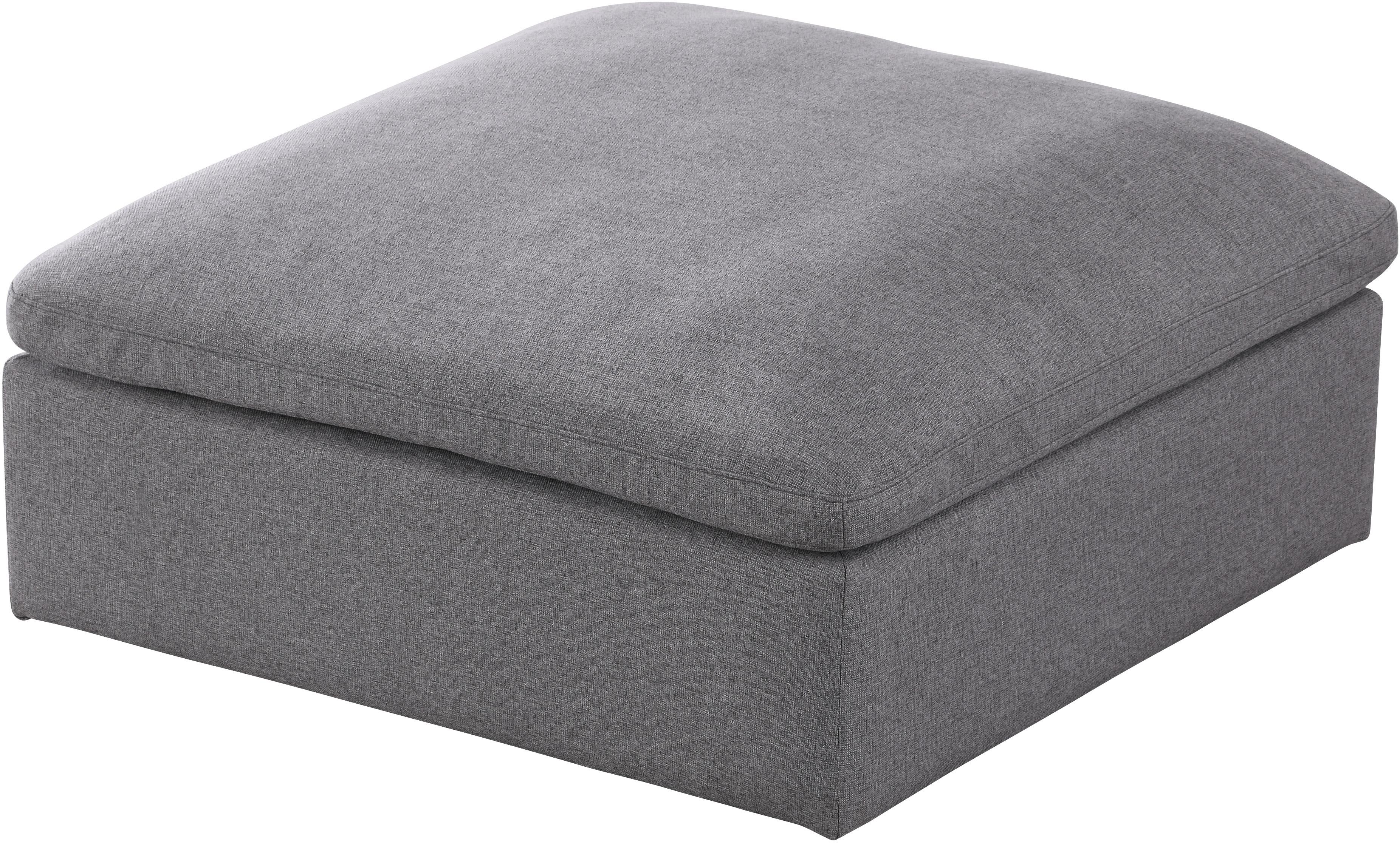 Serene Grey Linen Fabric Deluxe Cloud Ottoman - Luxury Home Furniture (MI)