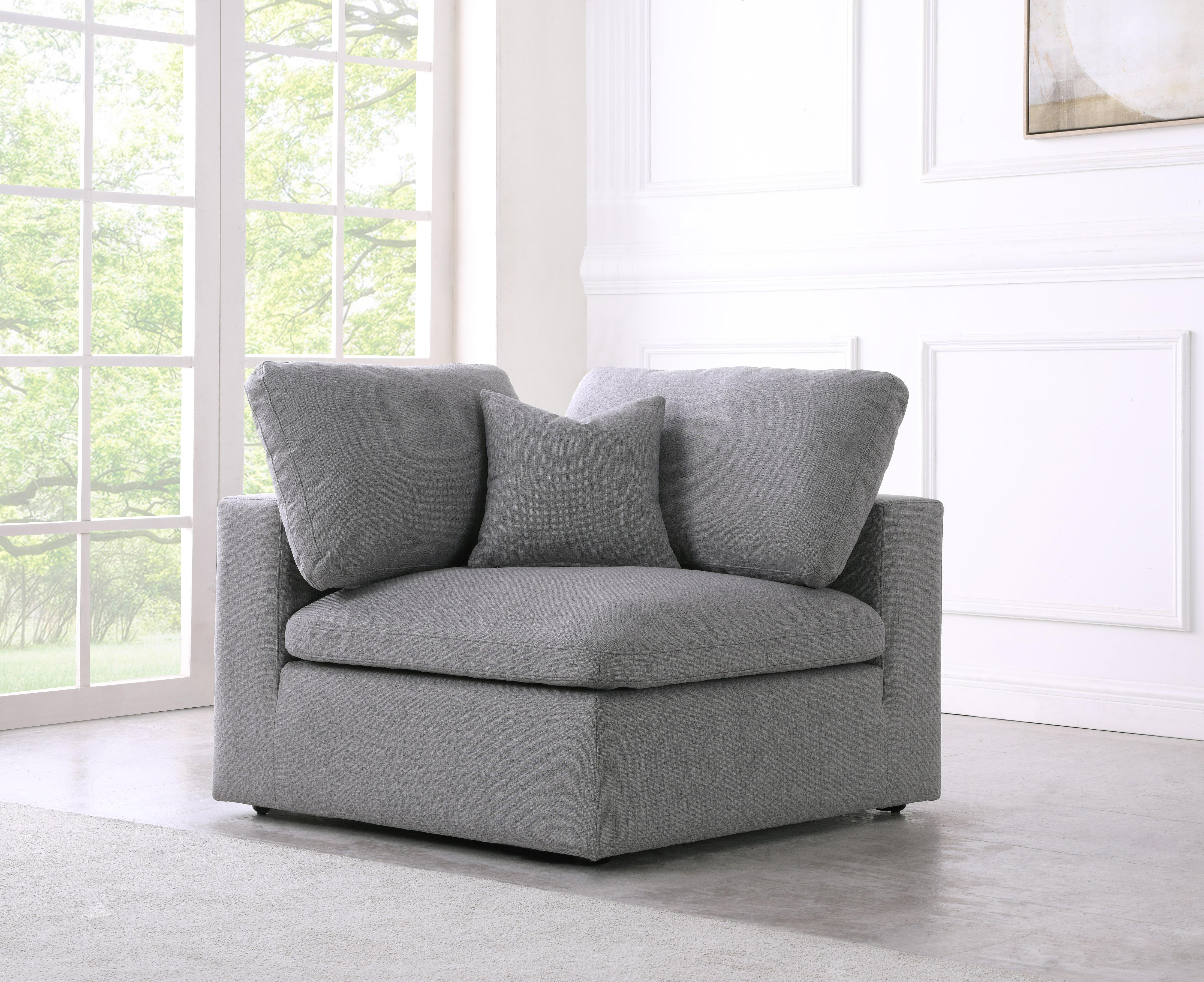 Serene Grey Linen Fabric Deluxe Cloud Corner Chair - Luxury Home Furniture (MI)
