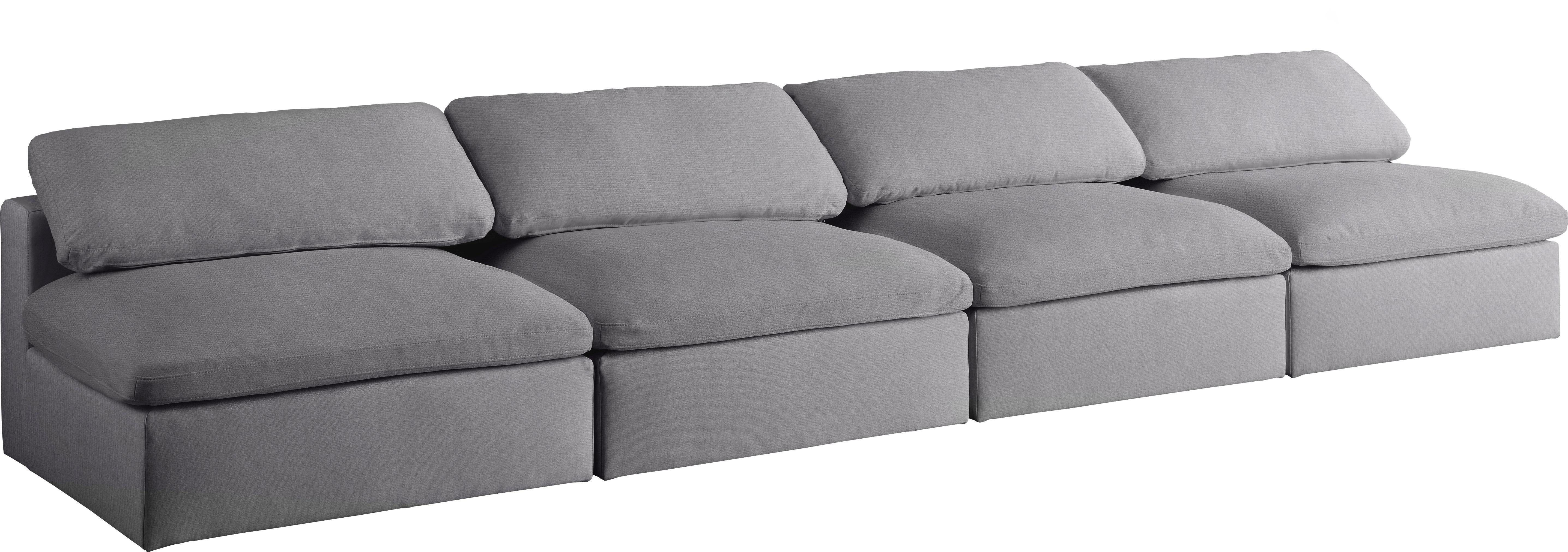 Serene Grey Linen Fabric Deluxe Cloud Modular Armless Sofa - Luxury Home Furniture (MI)