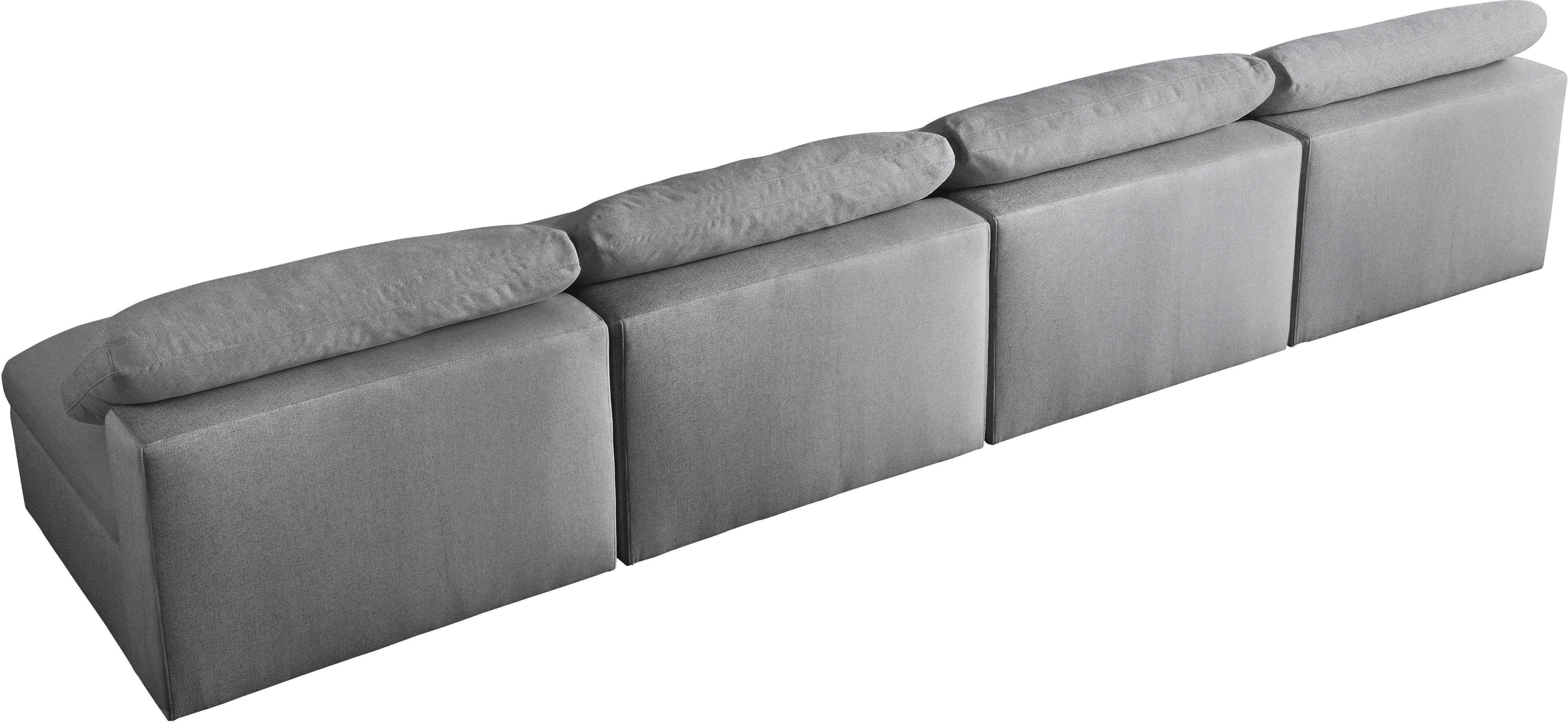 Serene Grey Linen Fabric Deluxe Cloud Modular Armless Sofa - Luxury Home Furniture (MI)