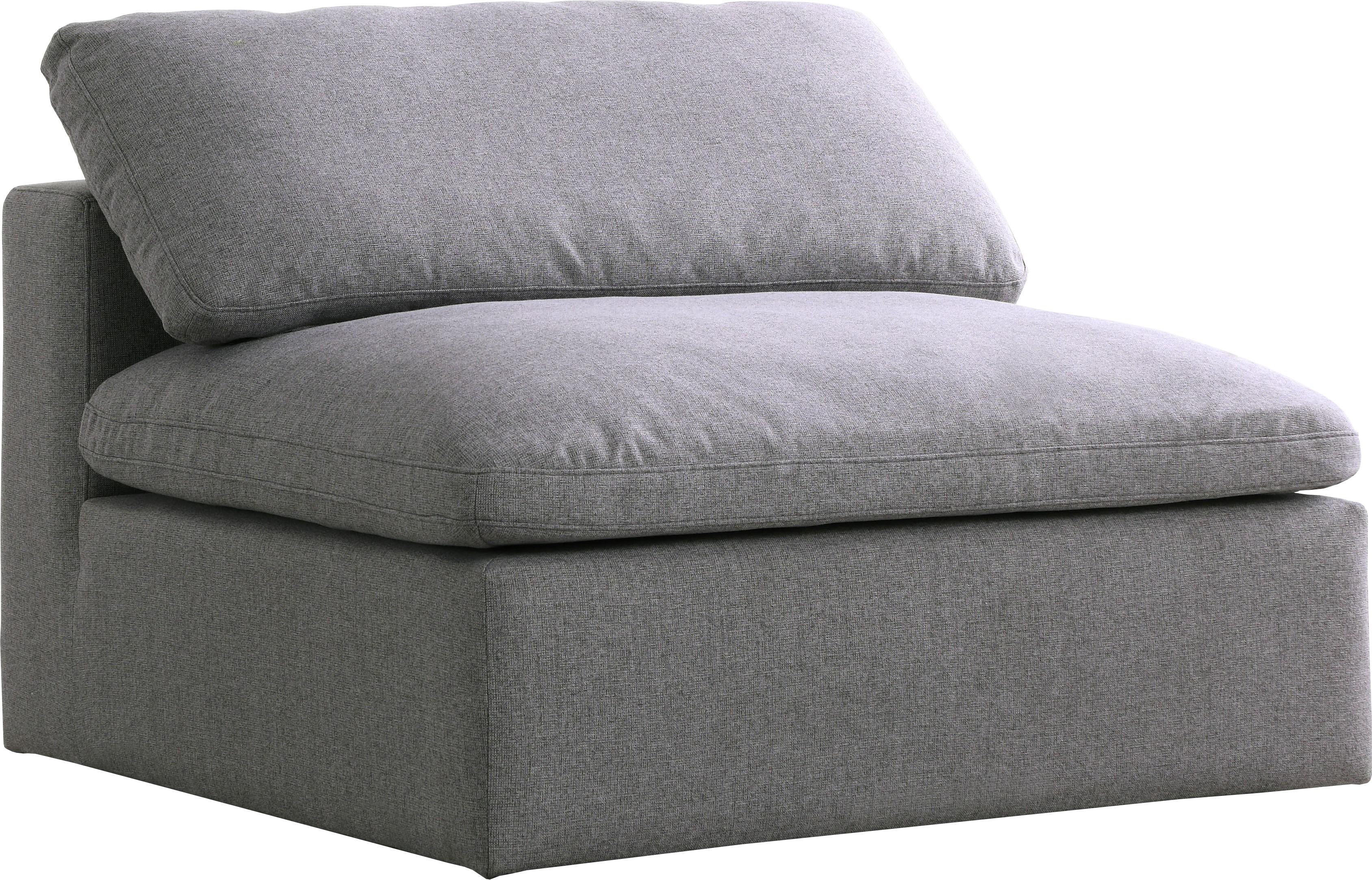 Serene Grey Linen Fabric Deluxe Cloud Armless Chair - Luxury Home Furniture (MI)