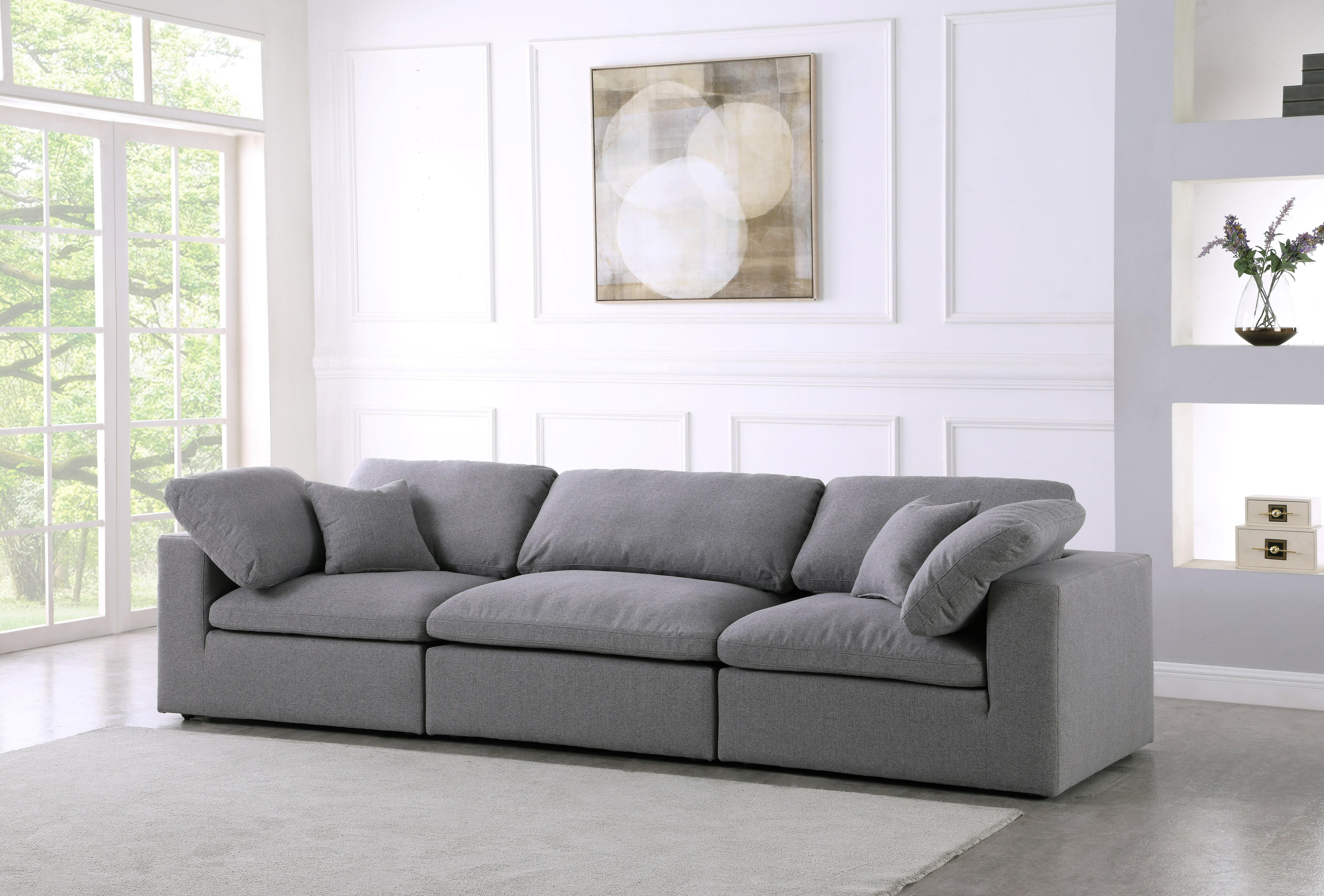 Serene Grey Linen Fabric Deluxe Cloud Modular Sofa - Luxury Home Furniture (MI)