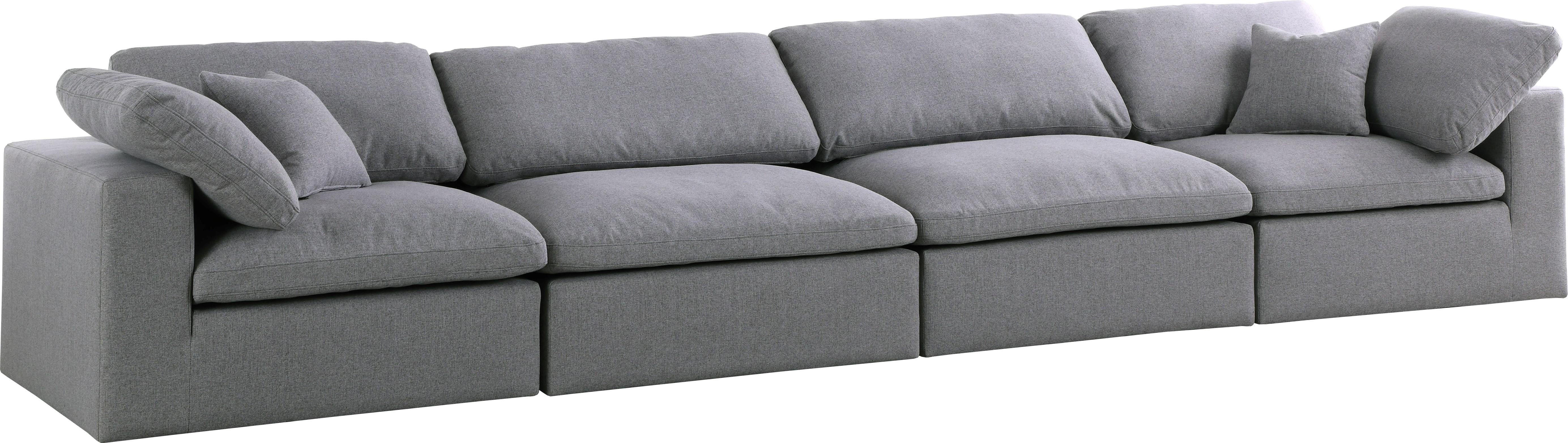 Serene Grey Linen Fabric Deluxe Cloud Modular Sofa - Luxury Home Furniture (MI)