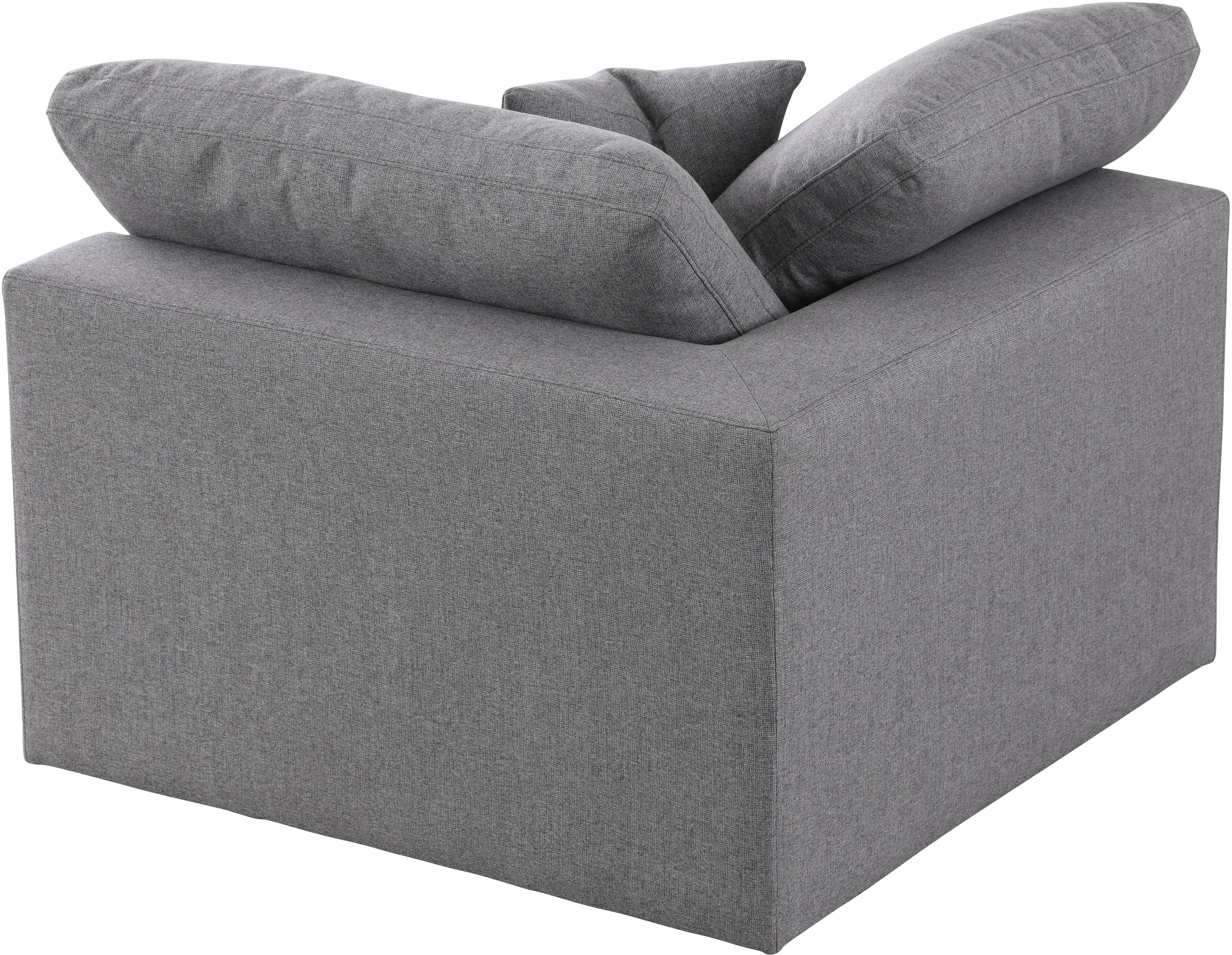 Serene Grey Linen Fabric Deluxe Cloud Corner Chair - Luxury Home Furniture (MI)