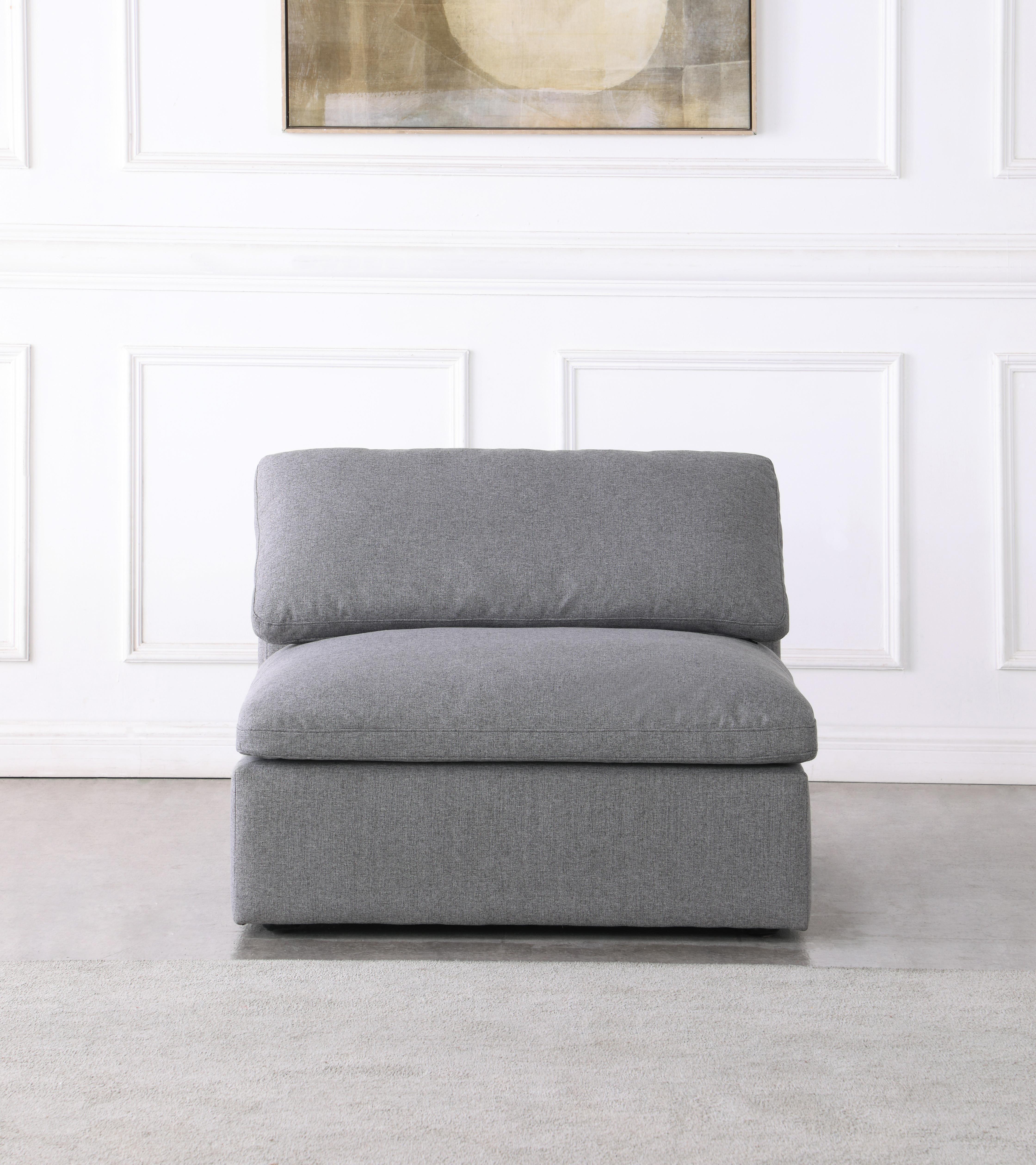 Serene Grey Linen Fabric Deluxe Cloud Armless Chair - Luxury Home Furniture (MI)
