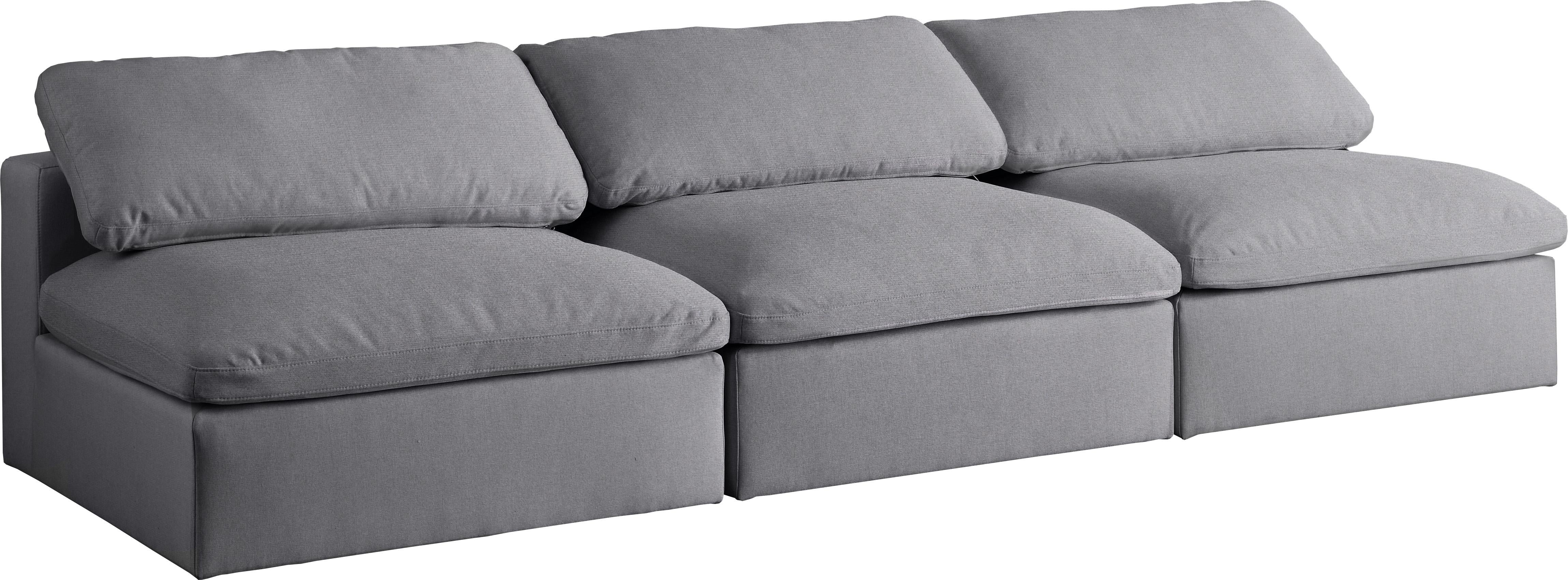 Serene Grey Linen Fabric Deluxe Cloud Modular Armless Sofa - Luxury Home Furniture (MI)