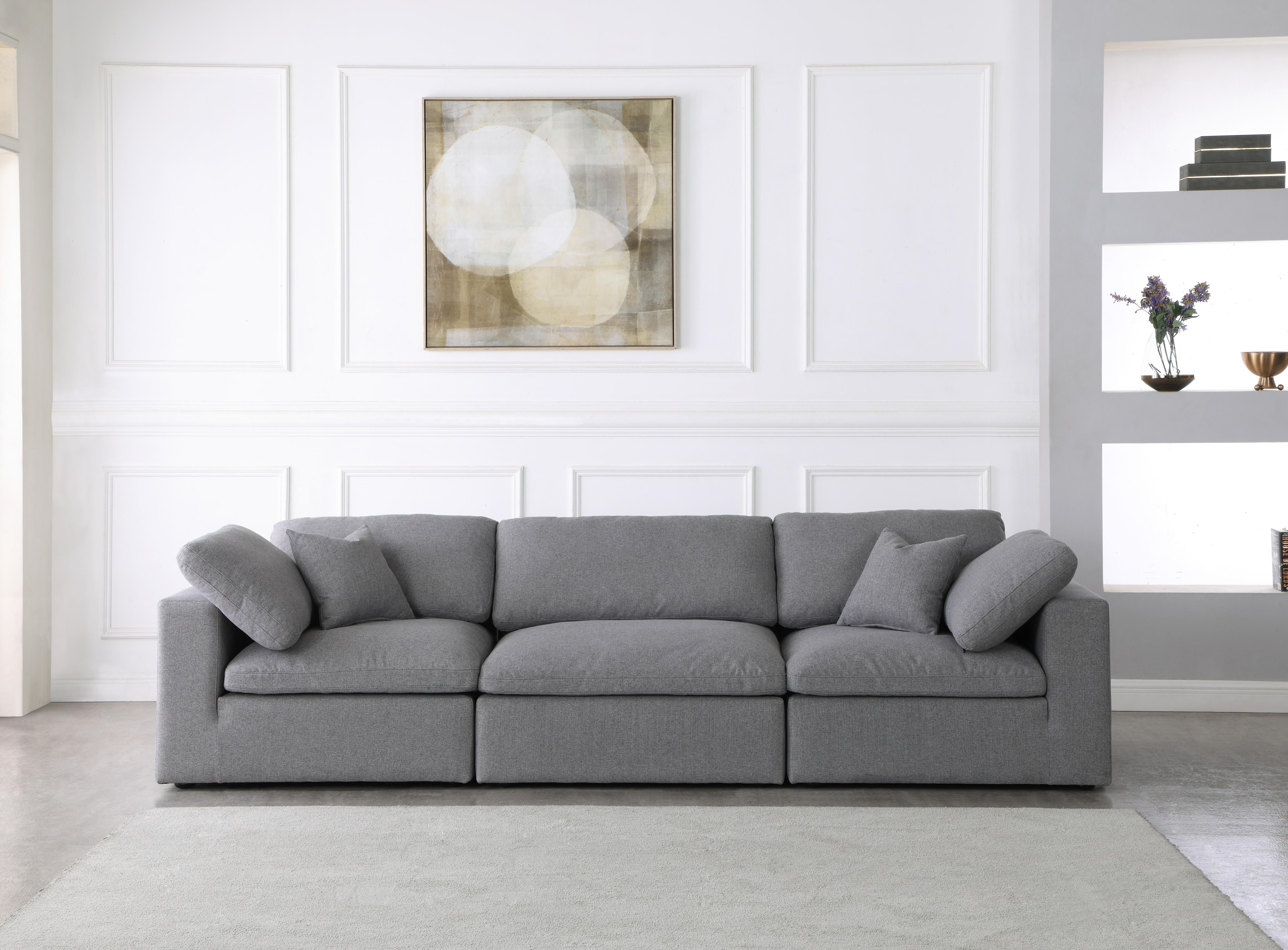 Serene Grey Linen Fabric Deluxe Cloud Modular Sofa - Luxury Home Furniture (MI)