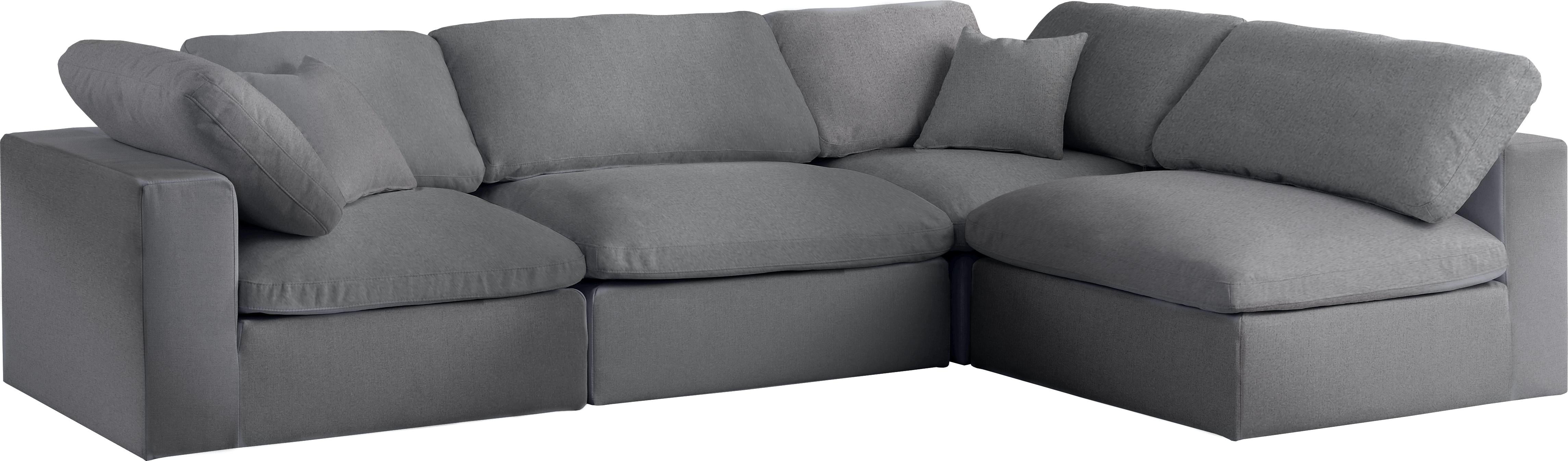 Serene Grey Linen Fabric Deluxe Cloud Modular Sectional - Luxury Home Furniture (MI)