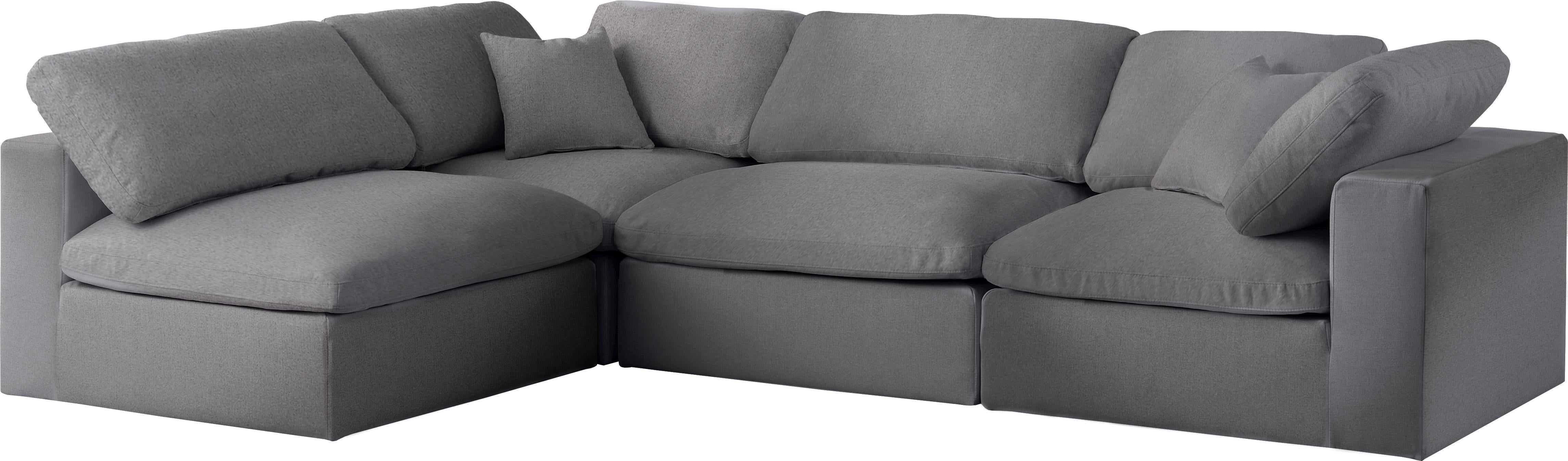 Serene Grey Linen Fabric Deluxe Cloud Modular Sectional - Luxury Home Furniture (MI)