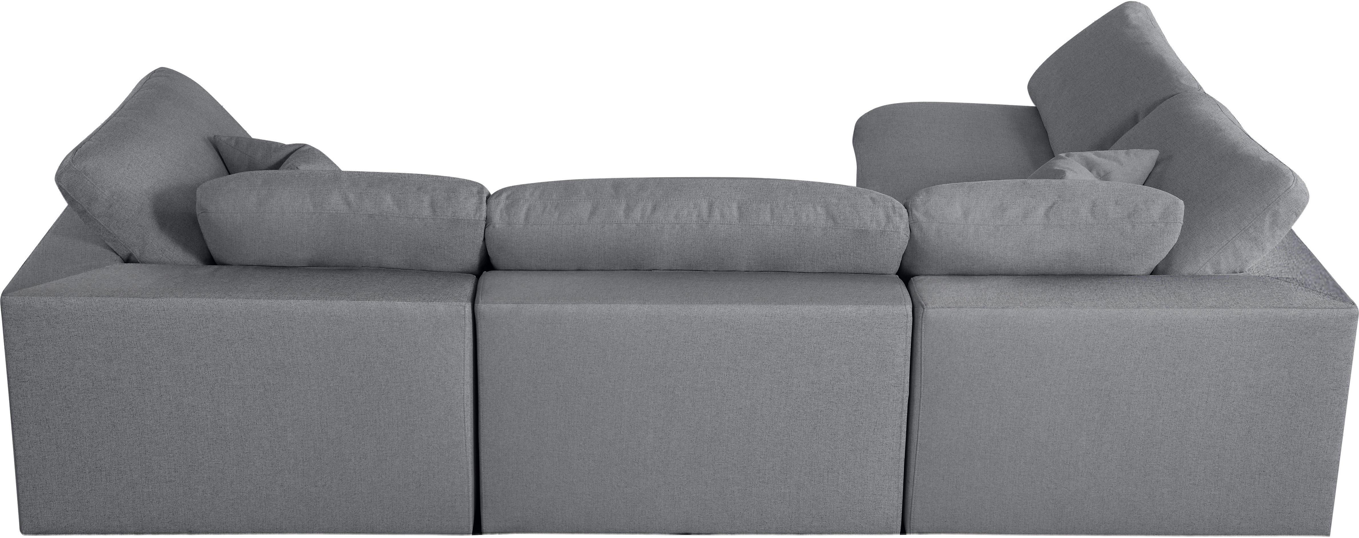 Serene Grey Linen Fabric Deluxe Cloud Modular Sectional - Luxury Home Furniture (MI)