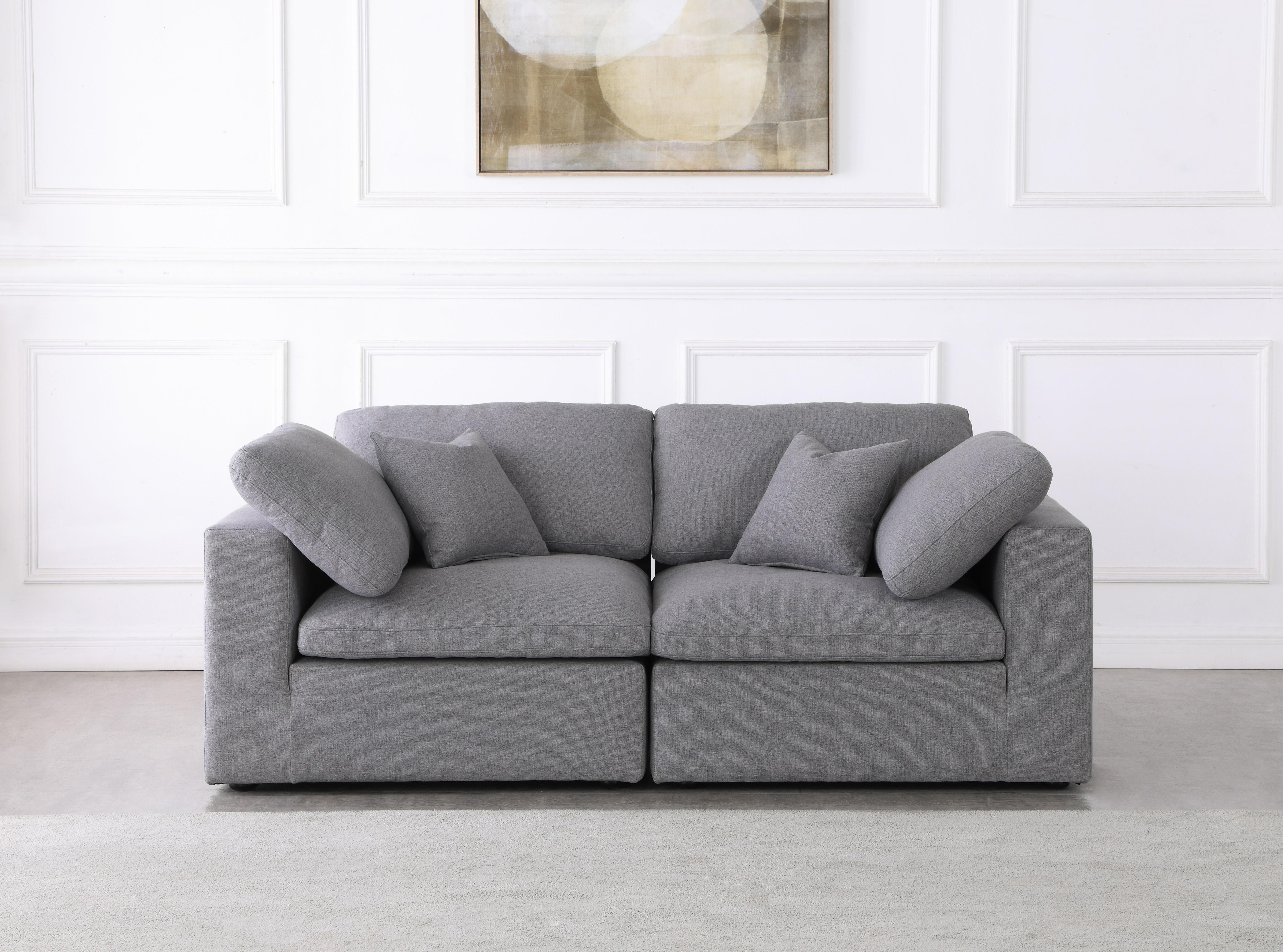Serene Grey Linen Fabric Deluxe Cloud Modular Sofa - Luxury Home Furniture (MI)