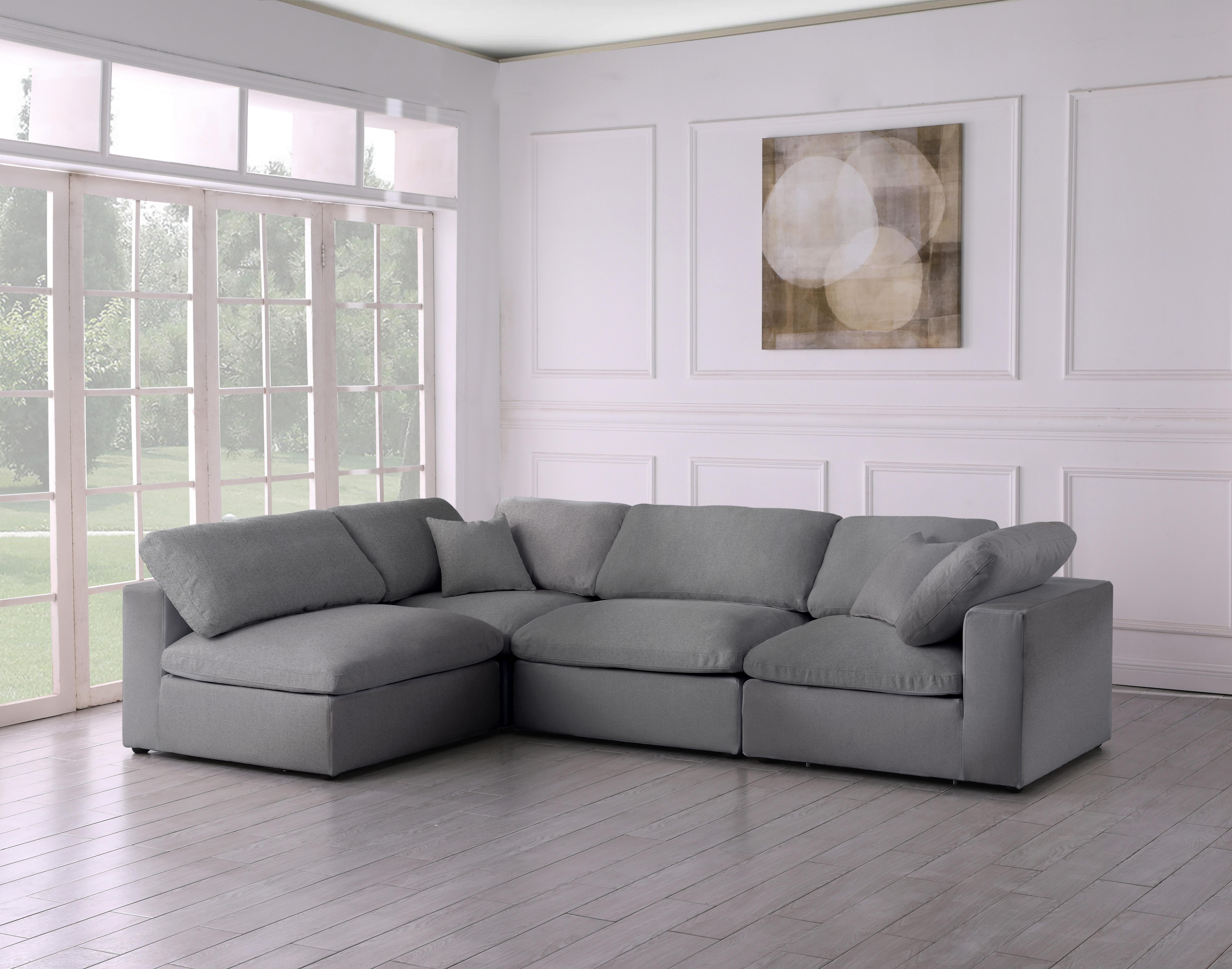Serene Grey Linen Fabric Deluxe Cloud Modular Sectional - Luxury Home Furniture (MI)