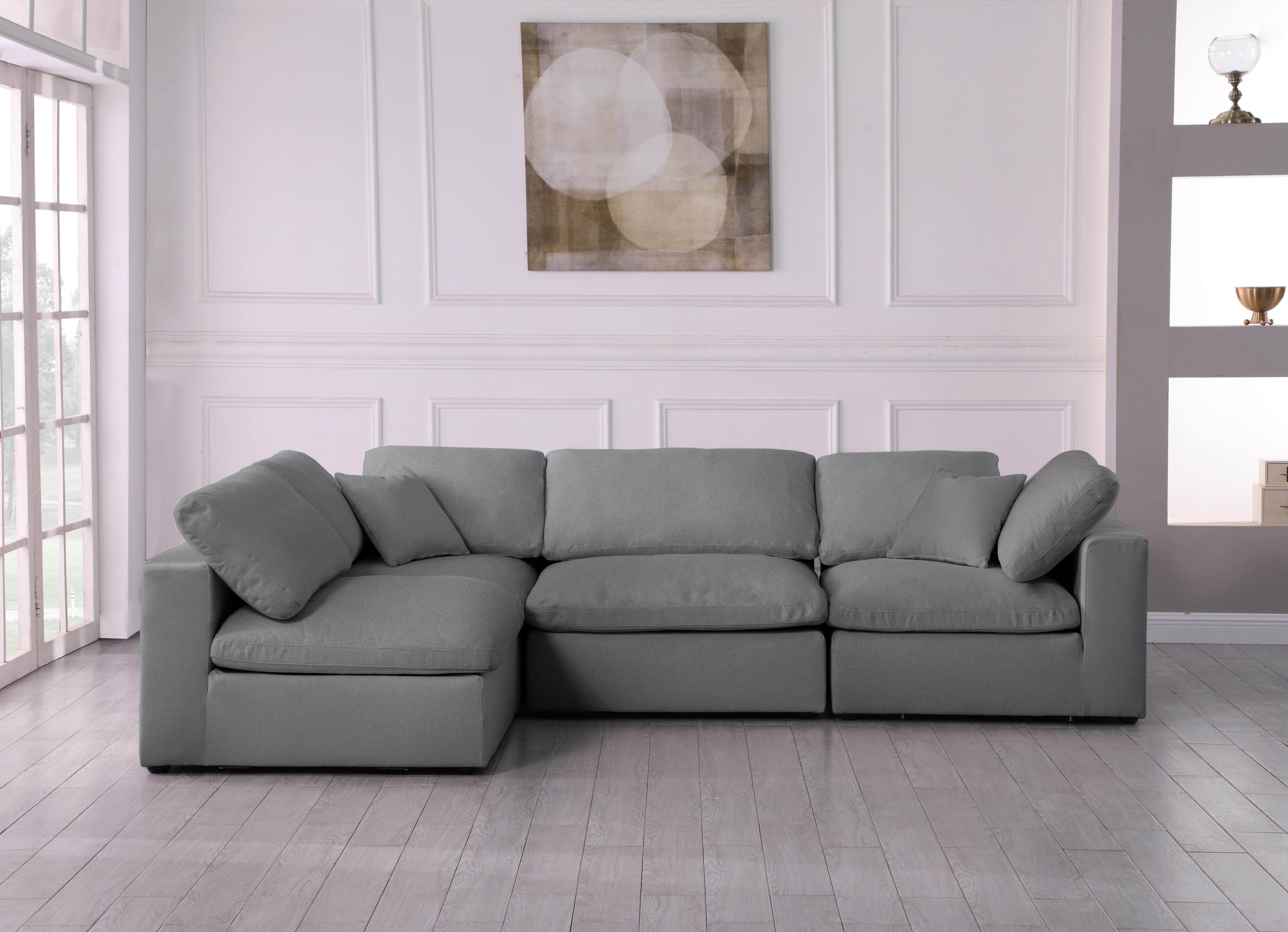 Serene Grey Linen Fabric Deluxe Cloud Modular Sectional - Luxury Home Furniture (MI)