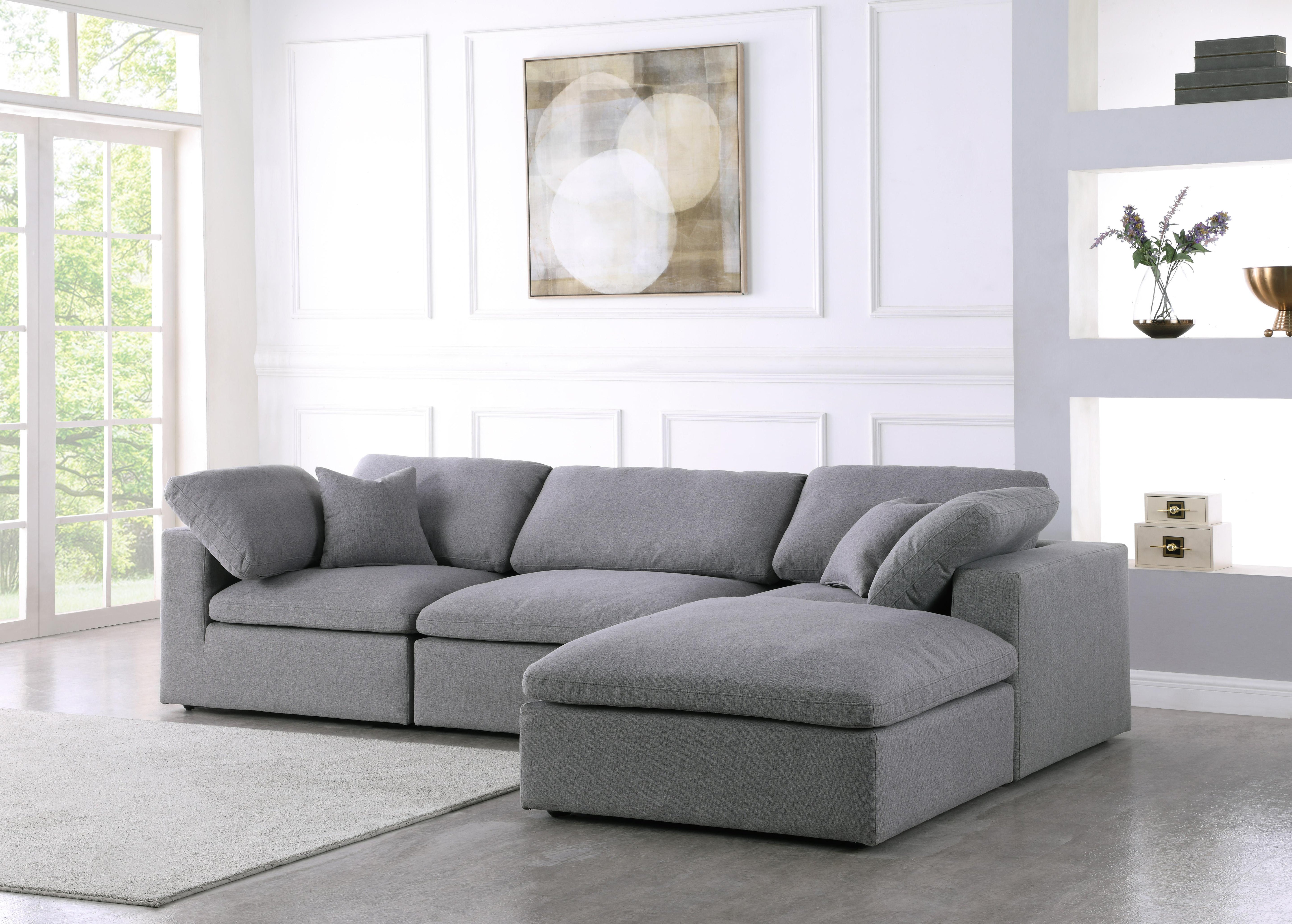 Serene Grey Linen Fabric Deluxe Cloud Modular Sectional - Luxury Home Furniture (MI)