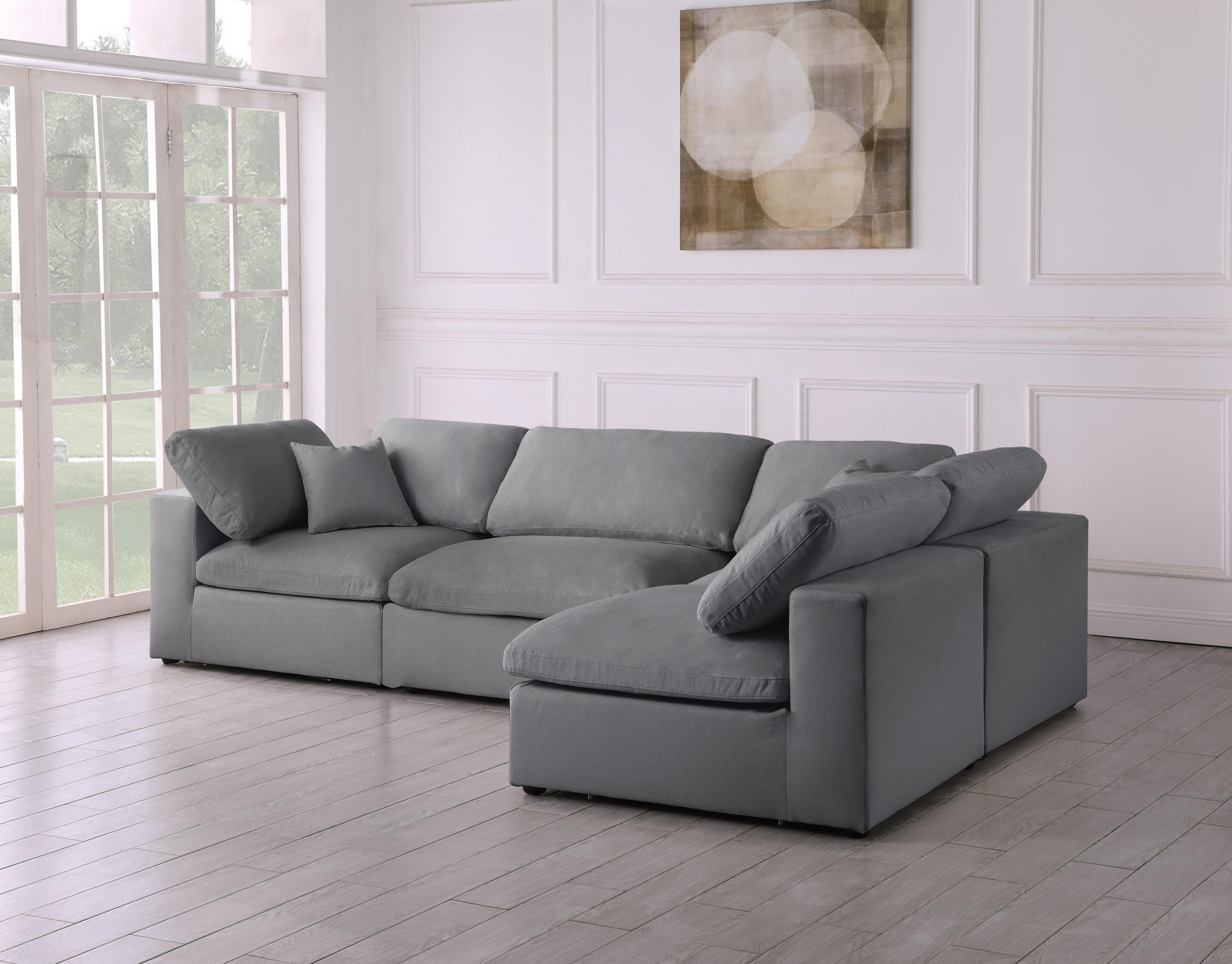 Serene Grey Linen Fabric Deluxe Cloud Modular Sectional - Luxury Home Furniture (MI)