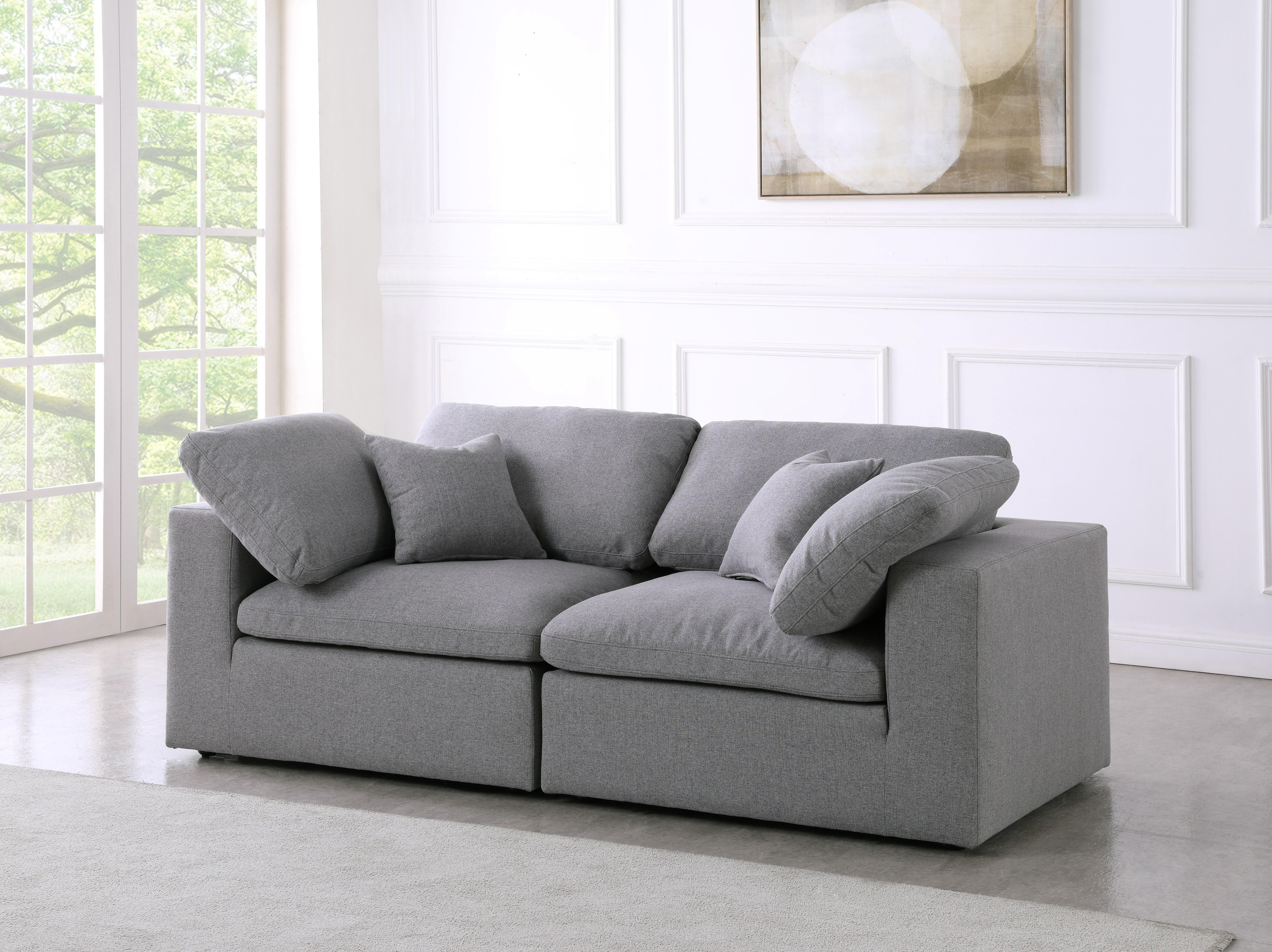 Serene Grey Linen Fabric Deluxe Cloud Modular Sofa - Luxury Home Furniture (MI)