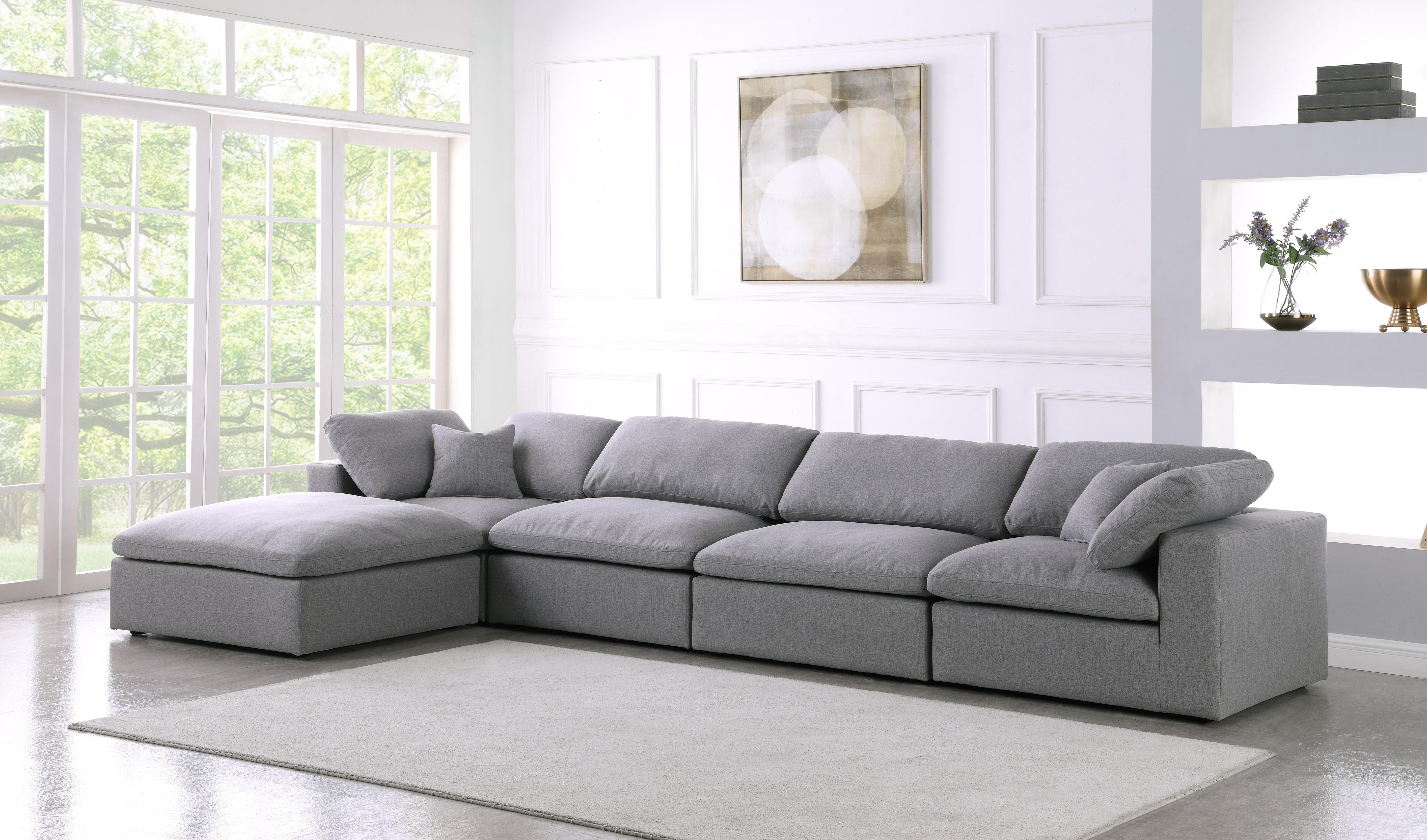 Serene Grey Linen Fabric Deluxe Cloud Modular Sectional - Luxury Home Furniture (MI)