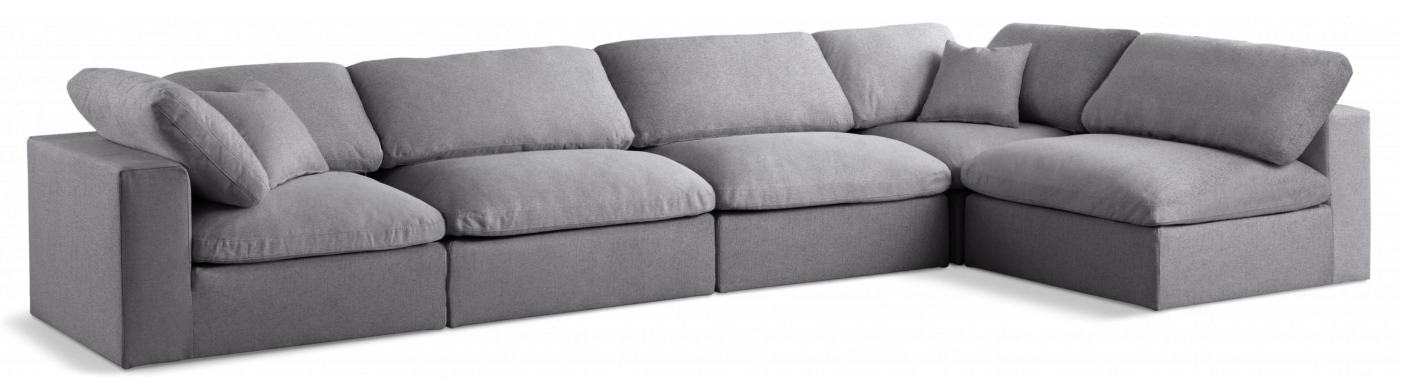 Serene Grey Linen Fabric Deluxe Cloud Modular Sectional - Luxury Home Furniture (MI)