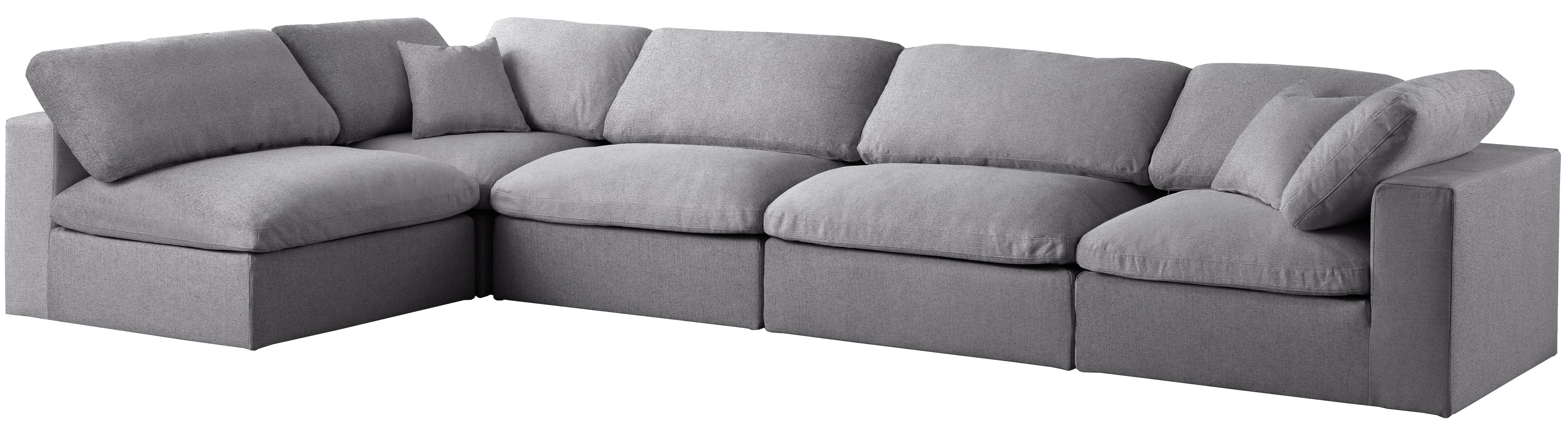 Serene Grey Linen Fabric Deluxe Cloud Modular Sectional - Luxury Home Furniture (MI)