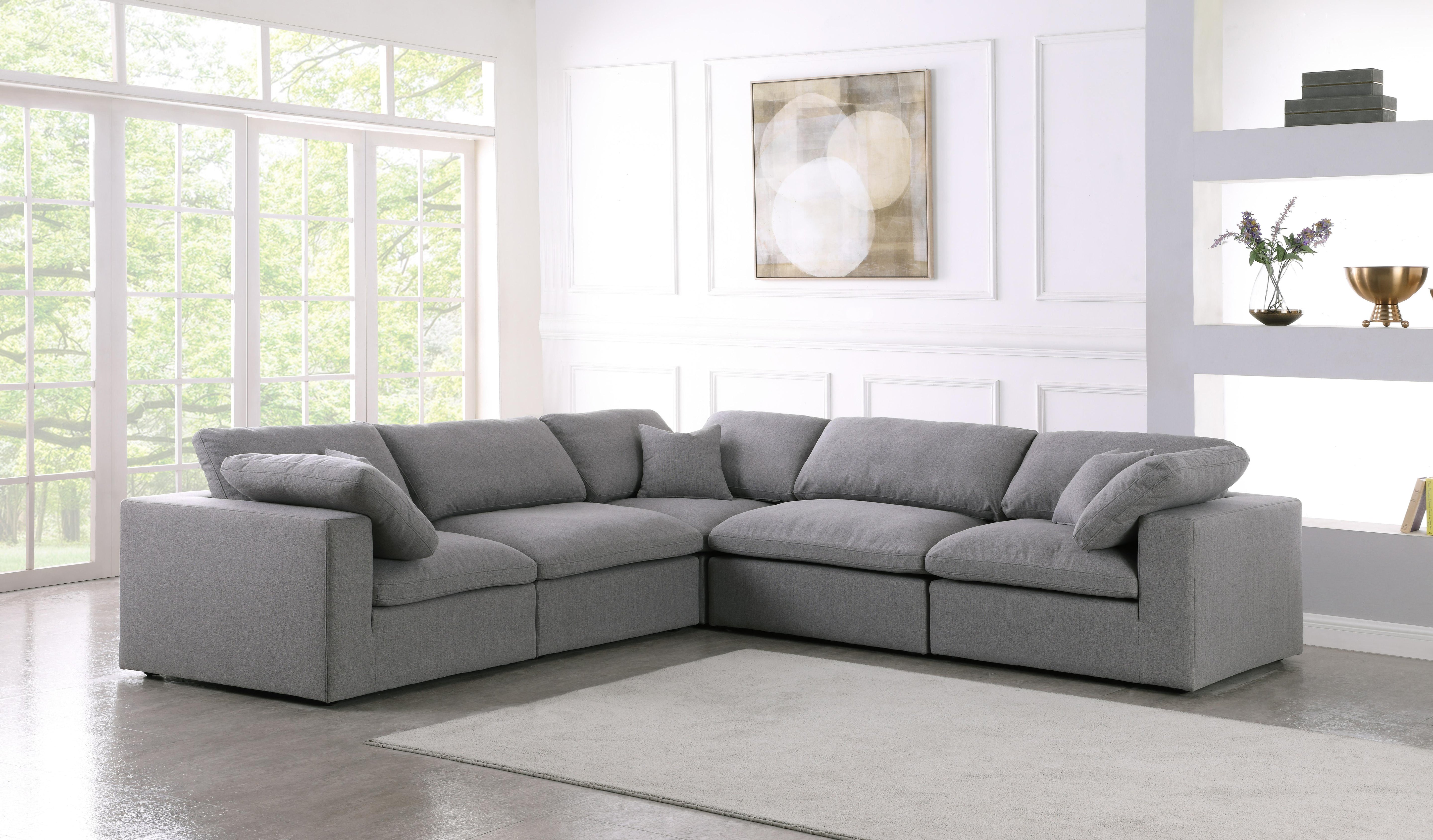 Serene Grey Linen Fabric Deluxe Cloud Modular Sectional - Luxury Home Furniture (MI)
