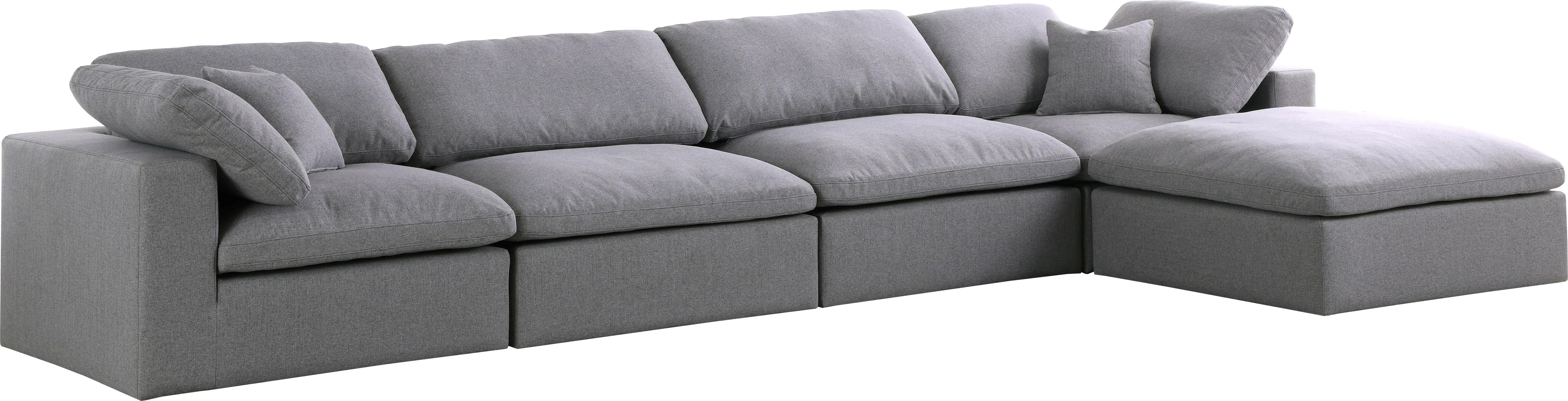 Serene Grey Linen Fabric Deluxe Cloud Modular Sectional - Luxury Home Furniture (MI)
