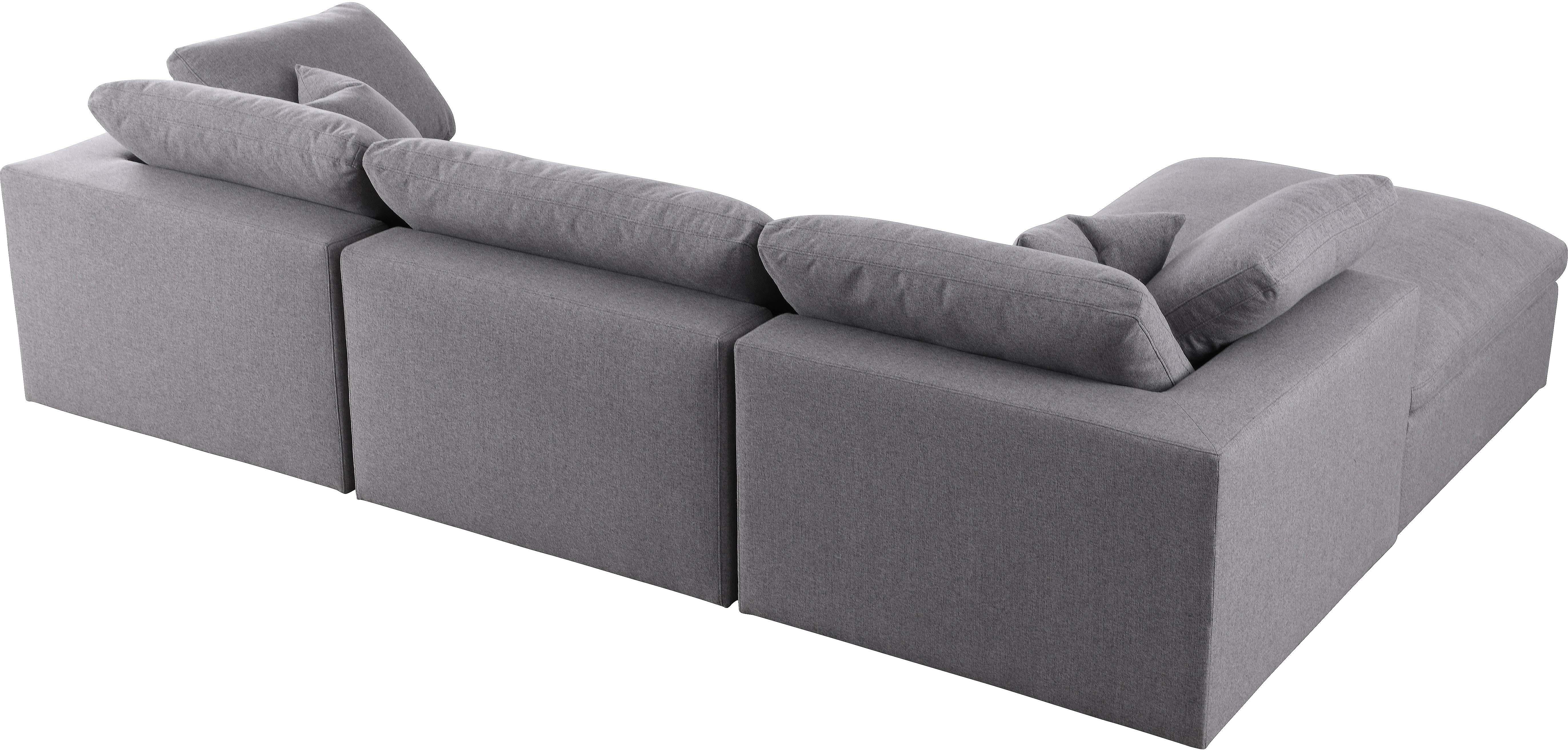 Serene Grey Linen Fabric Deluxe Cloud Modular Sectional - Luxury Home Furniture (MI)