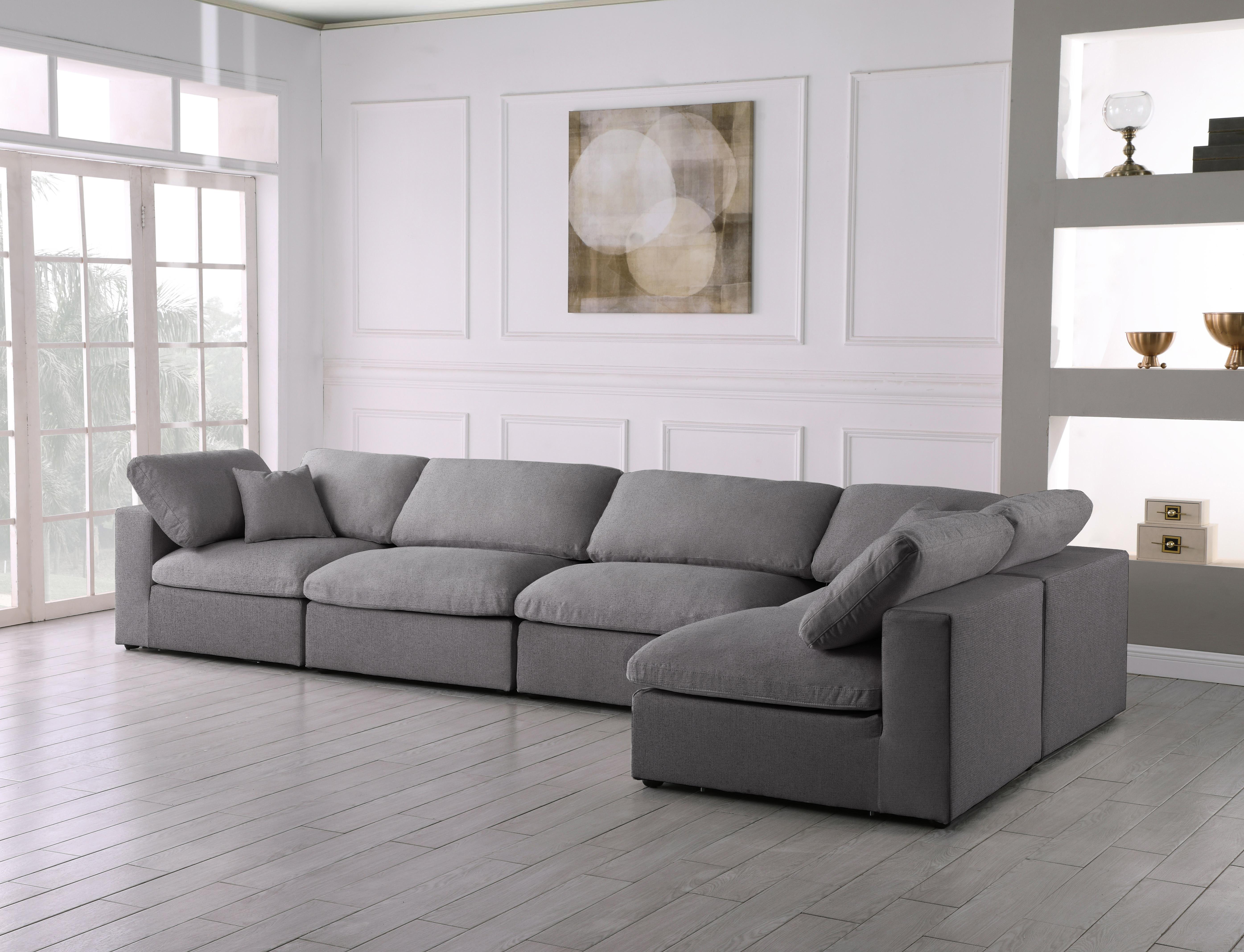 Serene Grey Linen Fabric Deluxe Cloud Modular Sectional - Luxury Home Furniture (MI)