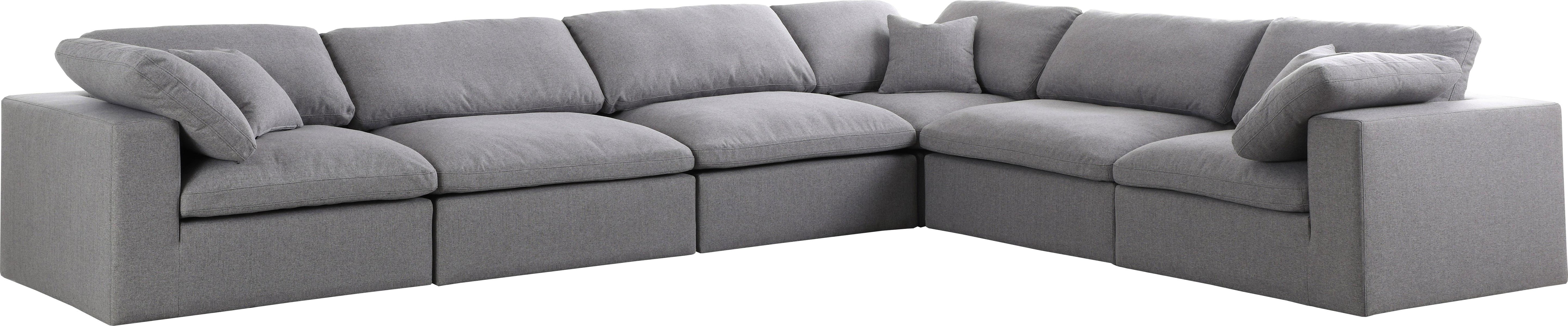 Serene Grey Linen Fabric Deluxe Cloud Modular Sectional - Luxury Home Furniture (MI)