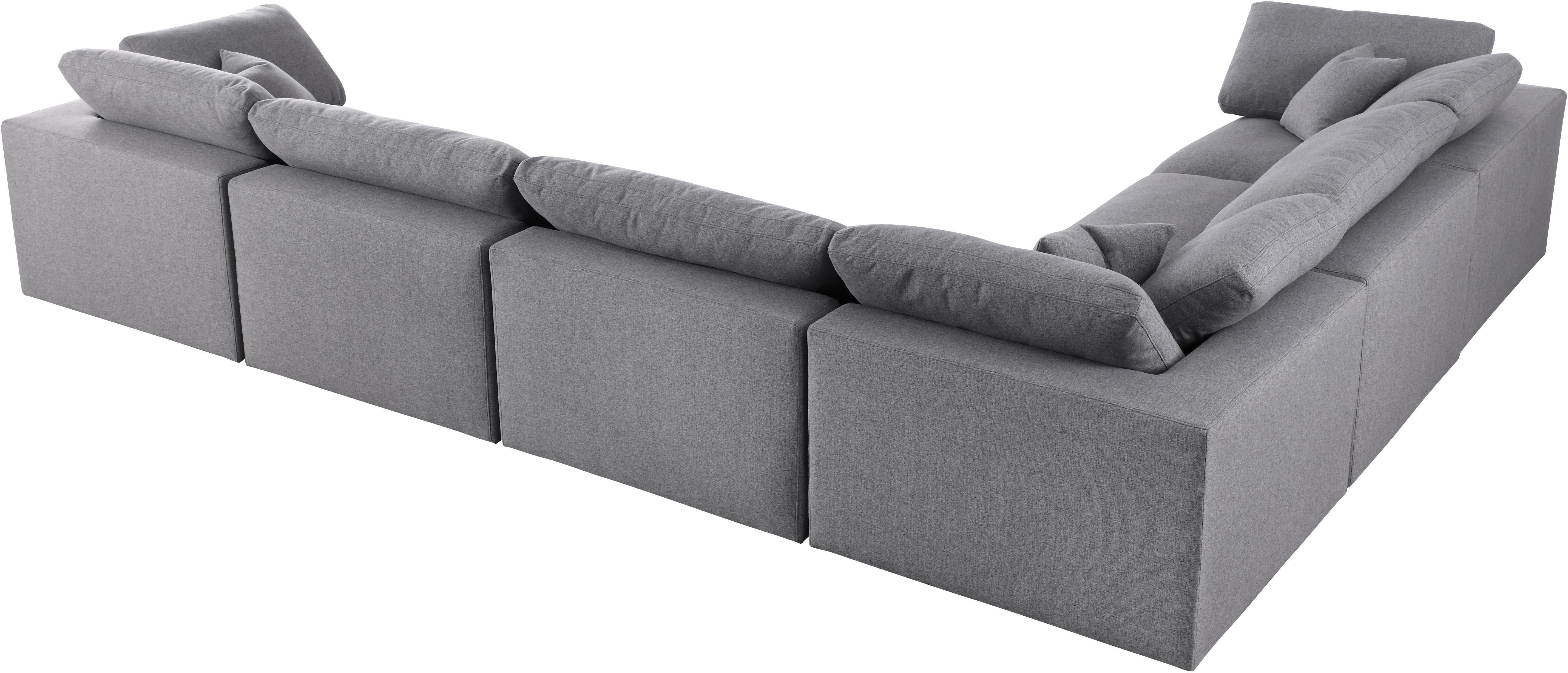 Serene Grey Linen Fabric Deluxe Cloud Modular Sectional - Luxury Home Furniture (MI)