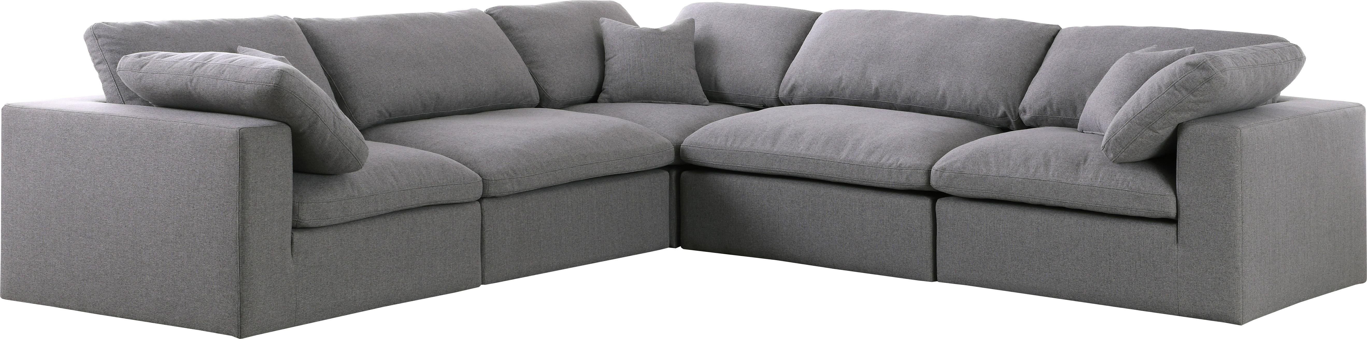Serene Grey Linen Fabric Deluxe Cloud Modular Sectional - Luxury Home Furniture (MI)