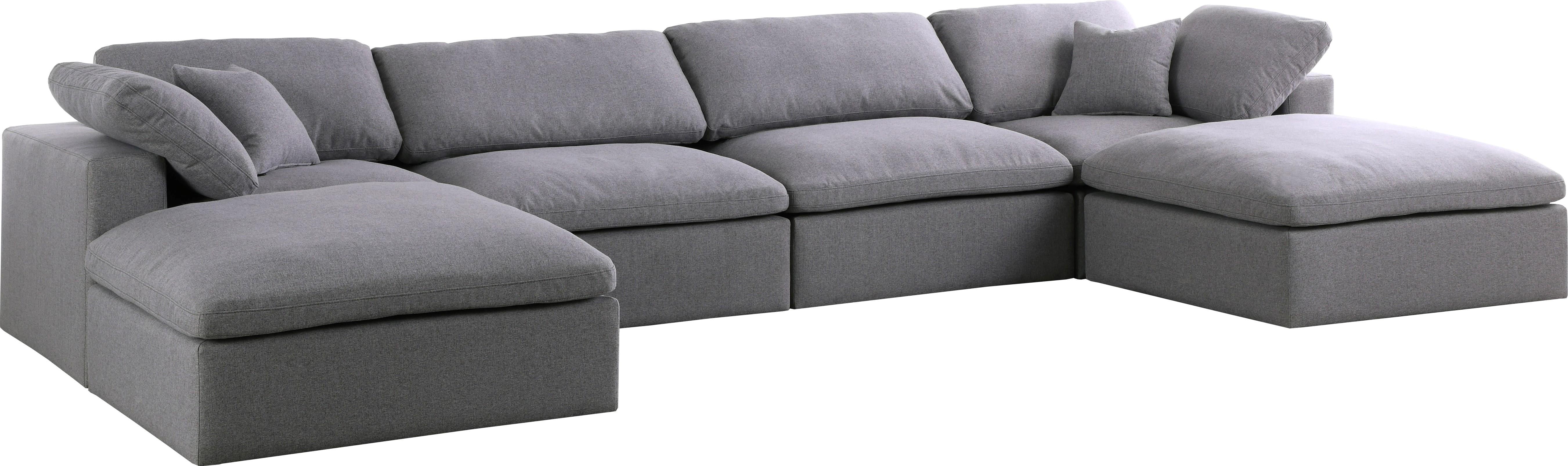 Serene Grey Linen Fabric Deluxe Cloud Modular Sectional - Luxury Home Furniture (MI)