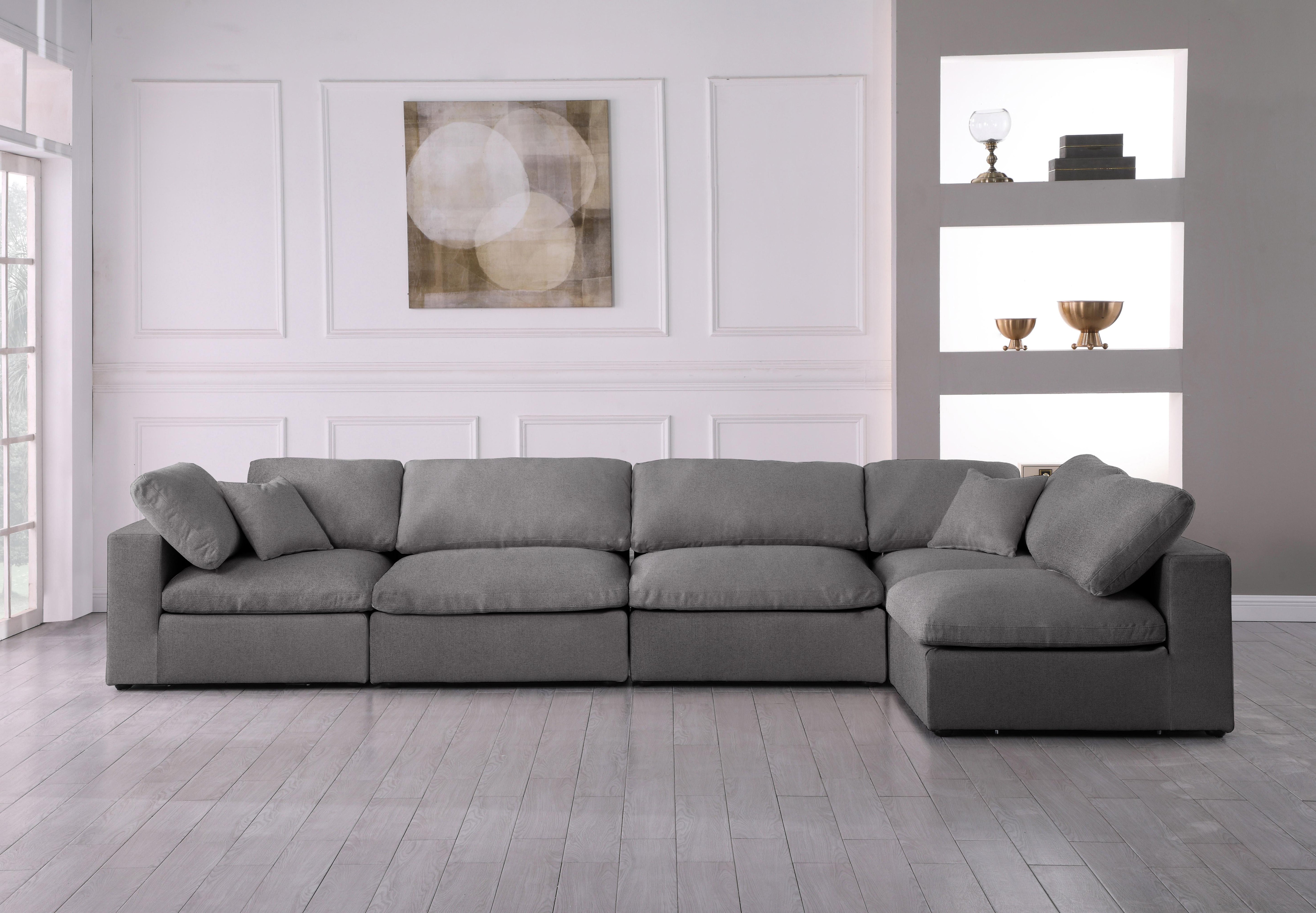 Serene Grey Linen Fabric Deluxe Cloud Modular Sectional - Luxury Home Furniture (MI)