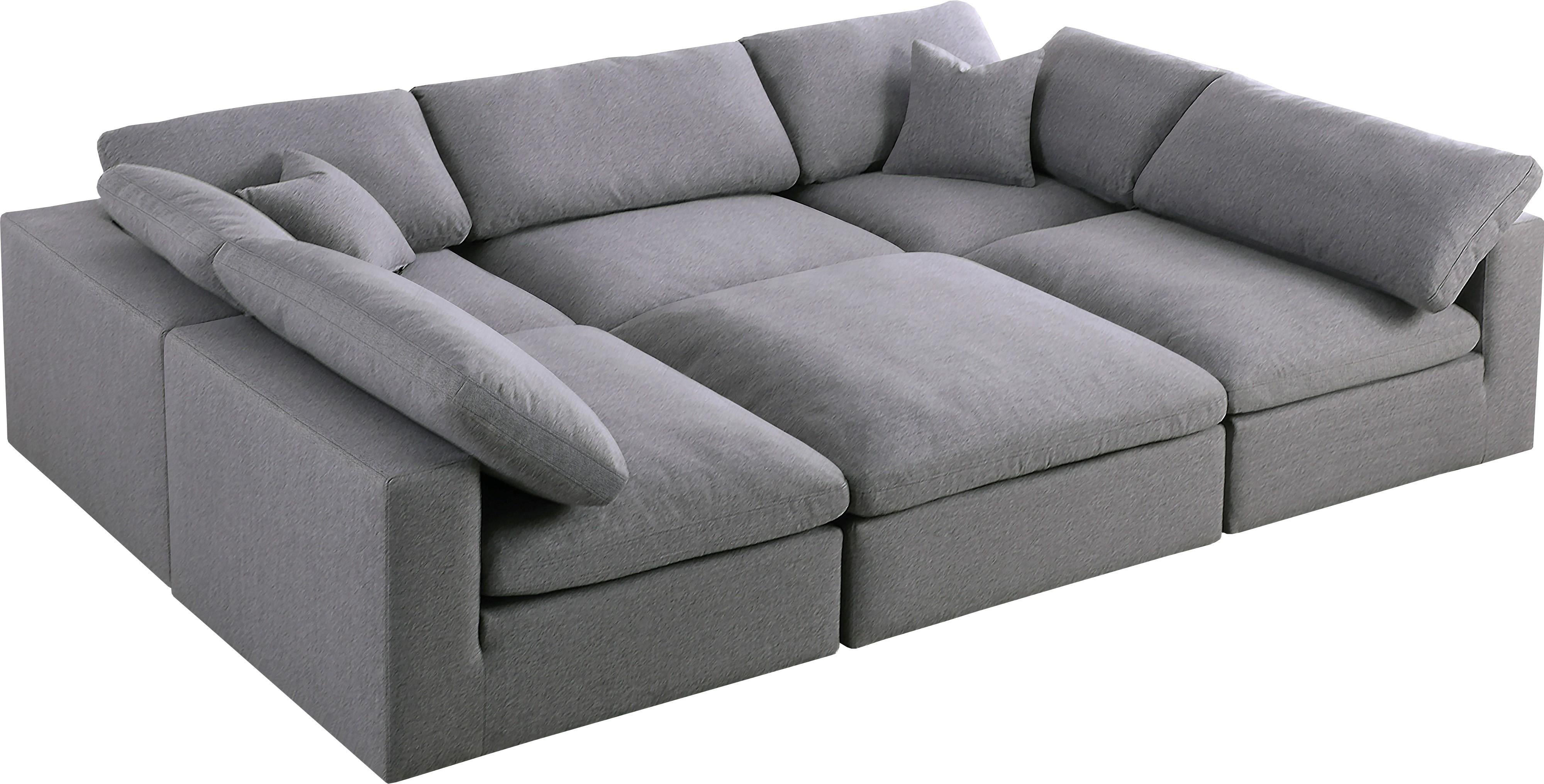 Serene Grey Linen Fabric Deluxe Cloud Modular Sectional - Luxury Home Furniture (MI)