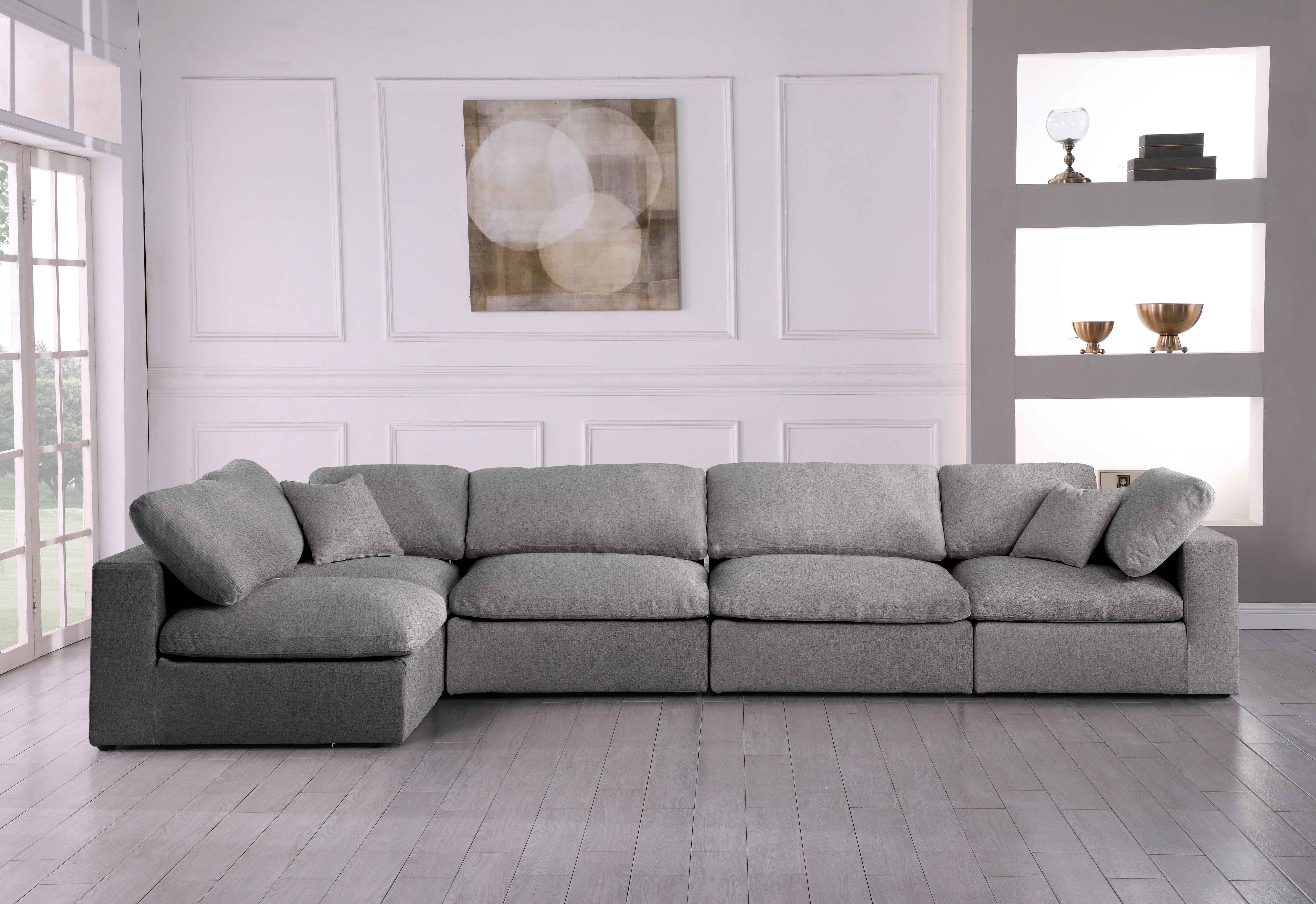 Serene Grey Linen Fabric Deluxe Cloud Modular Sectional - Luxury Home Furniture (MI)